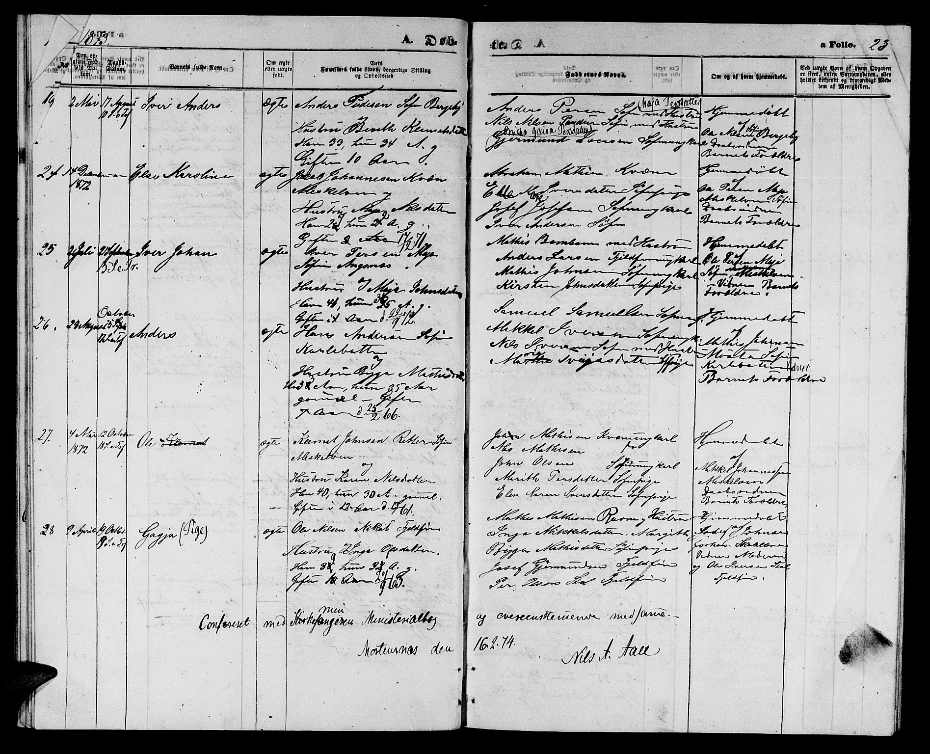 Nesseby sokneprestkontor, SATØ/S-1330/H/Hb/L0003klokker: Parish register (copy) no. 3, 1869-1876, p. 23