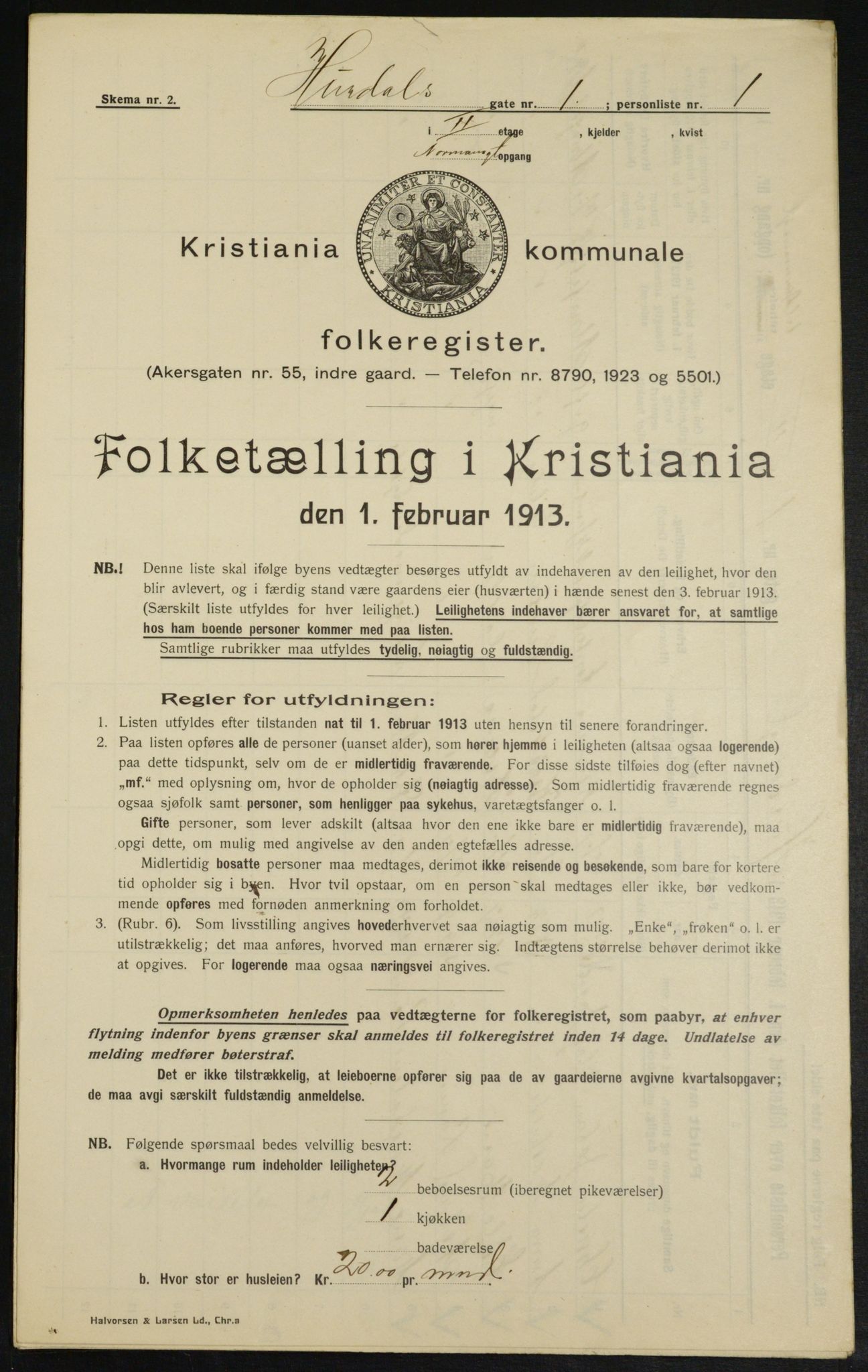 OBA, Municipal Census 1913 for Kristiania, 1913, p. 42057