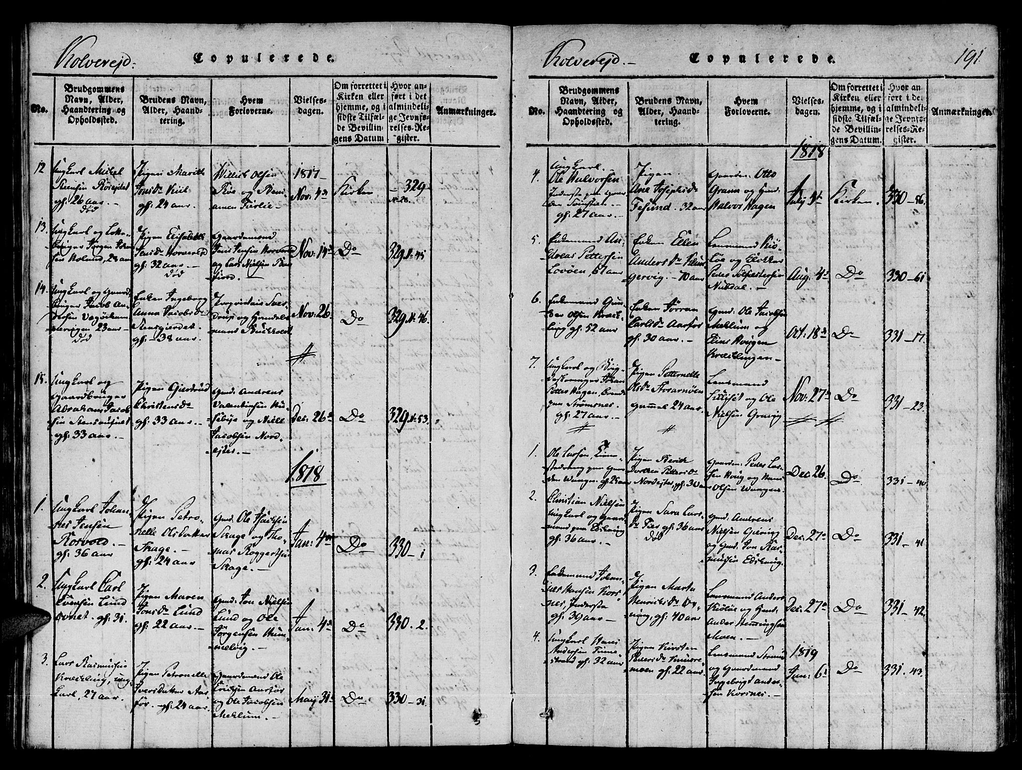 Ministerialprotokoller, klokkerbøker og fødselsregistre - Nord-Trøndelag, SAT/A-1458/780/L0636: Parish register (official) no. 780A03 /1, 1815-1830, p. 191