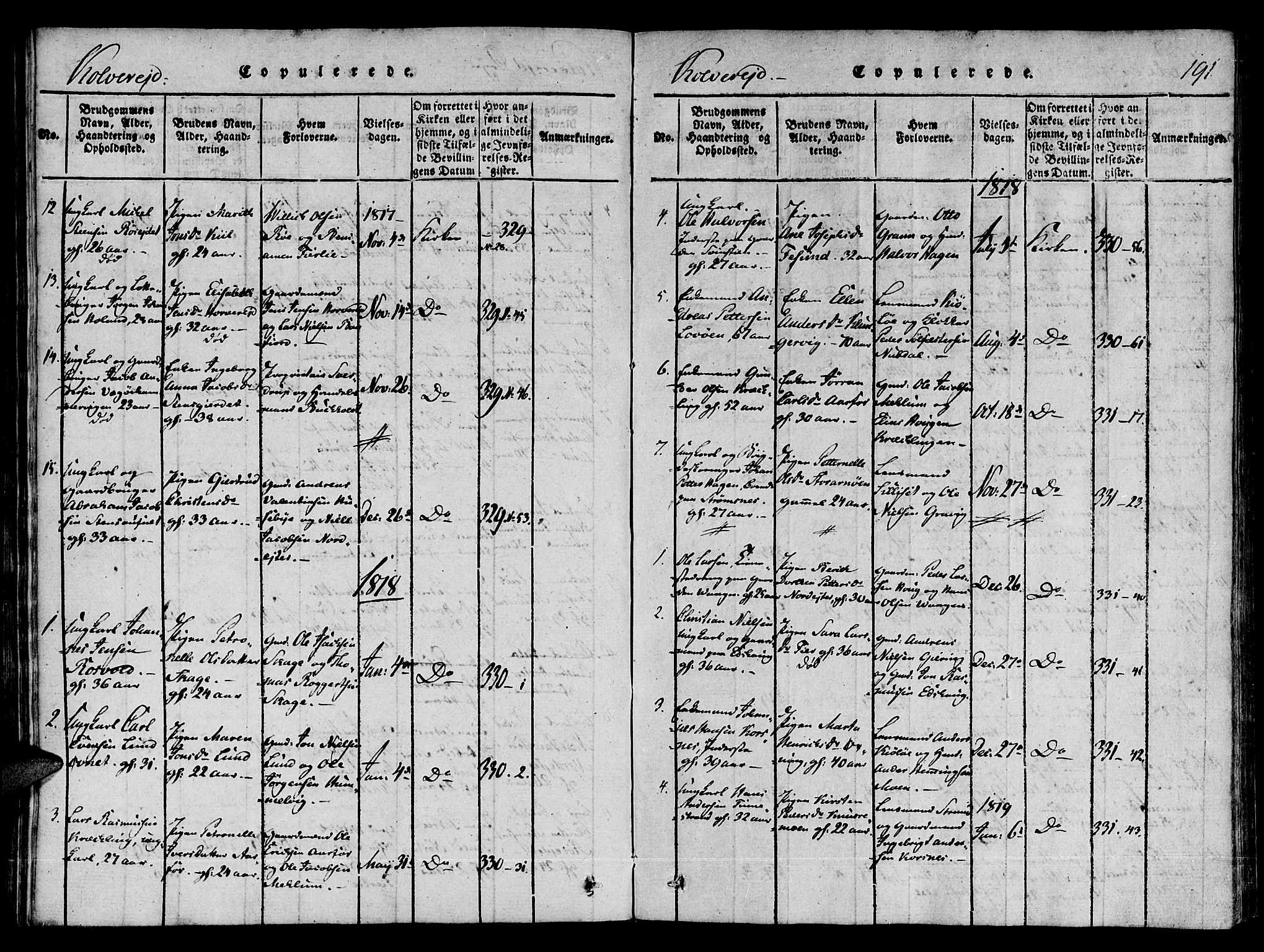 Ministerialprotokoller, klokkerbøker og fødselsregistre - Nord-Trøndelag, AV/SAT-A-1458/780/L0636: Parish register (official) no. 780A03 /1, 1815-1830, p. 191
