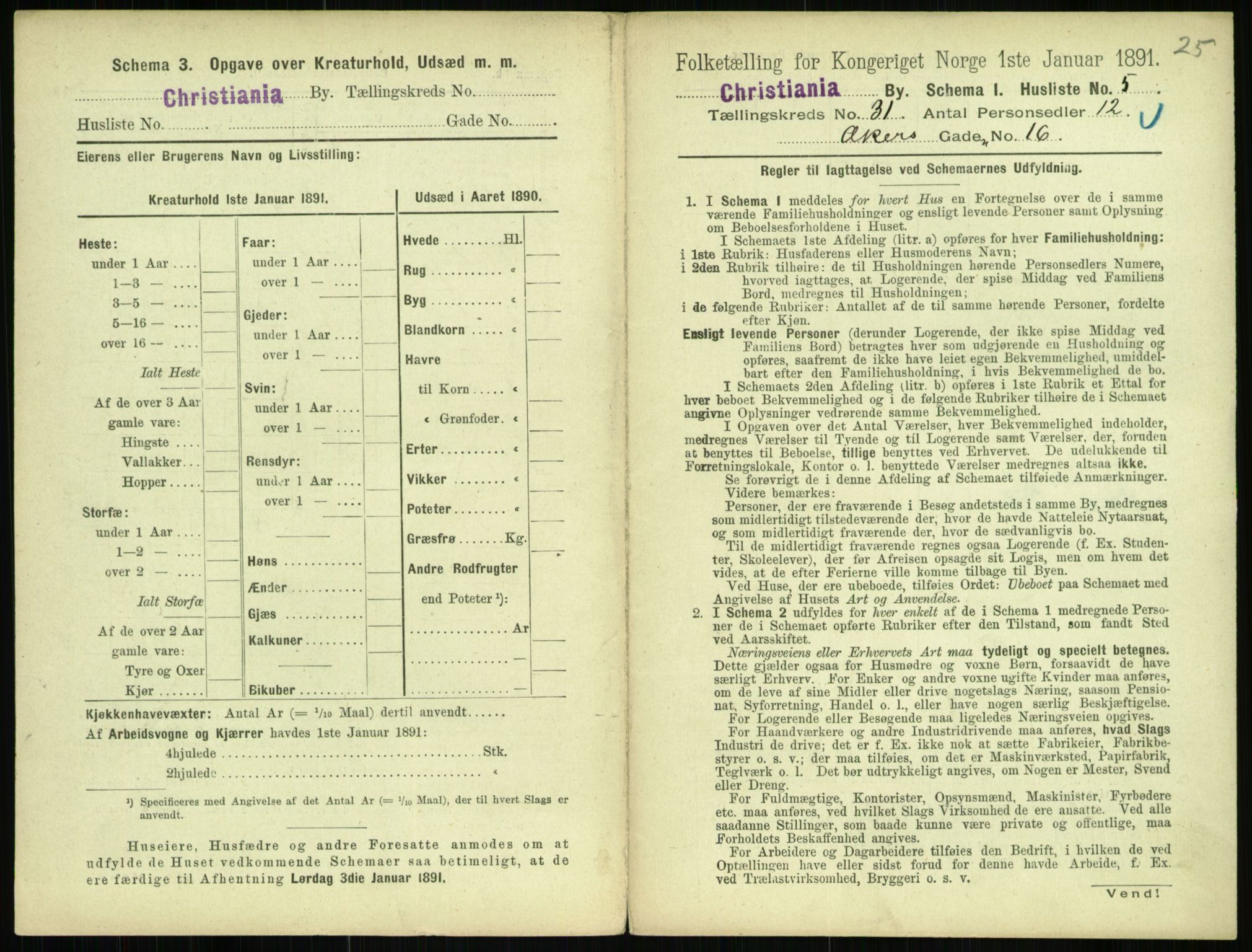 RA, 1891 census for 0301 Kristiania, 1891, p. 15850