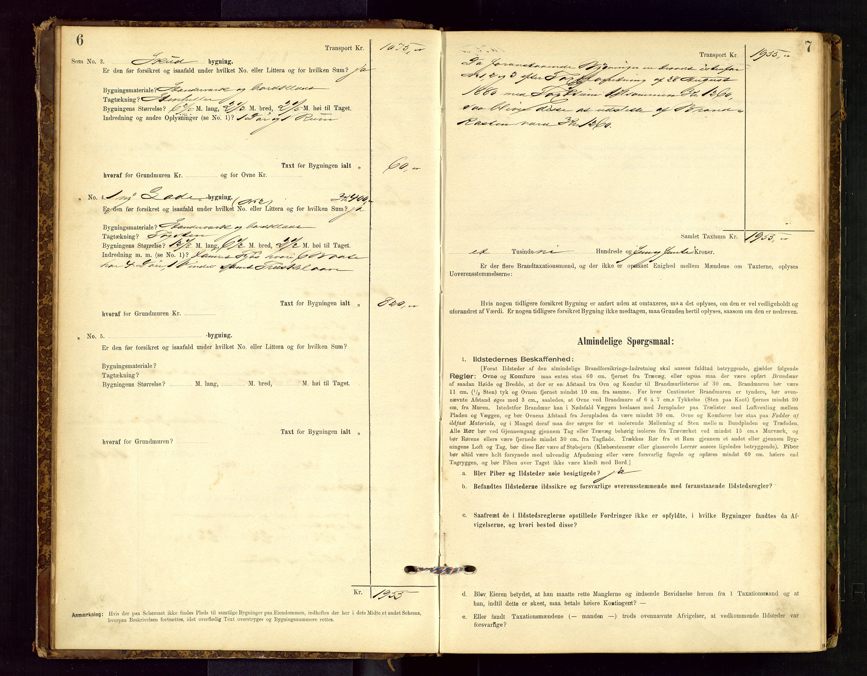 Hetland lensmannskontor, SAST/A-100101/Gob/L0001: "Brandtaxationsprotokol", 1895-1918, p. 6-7