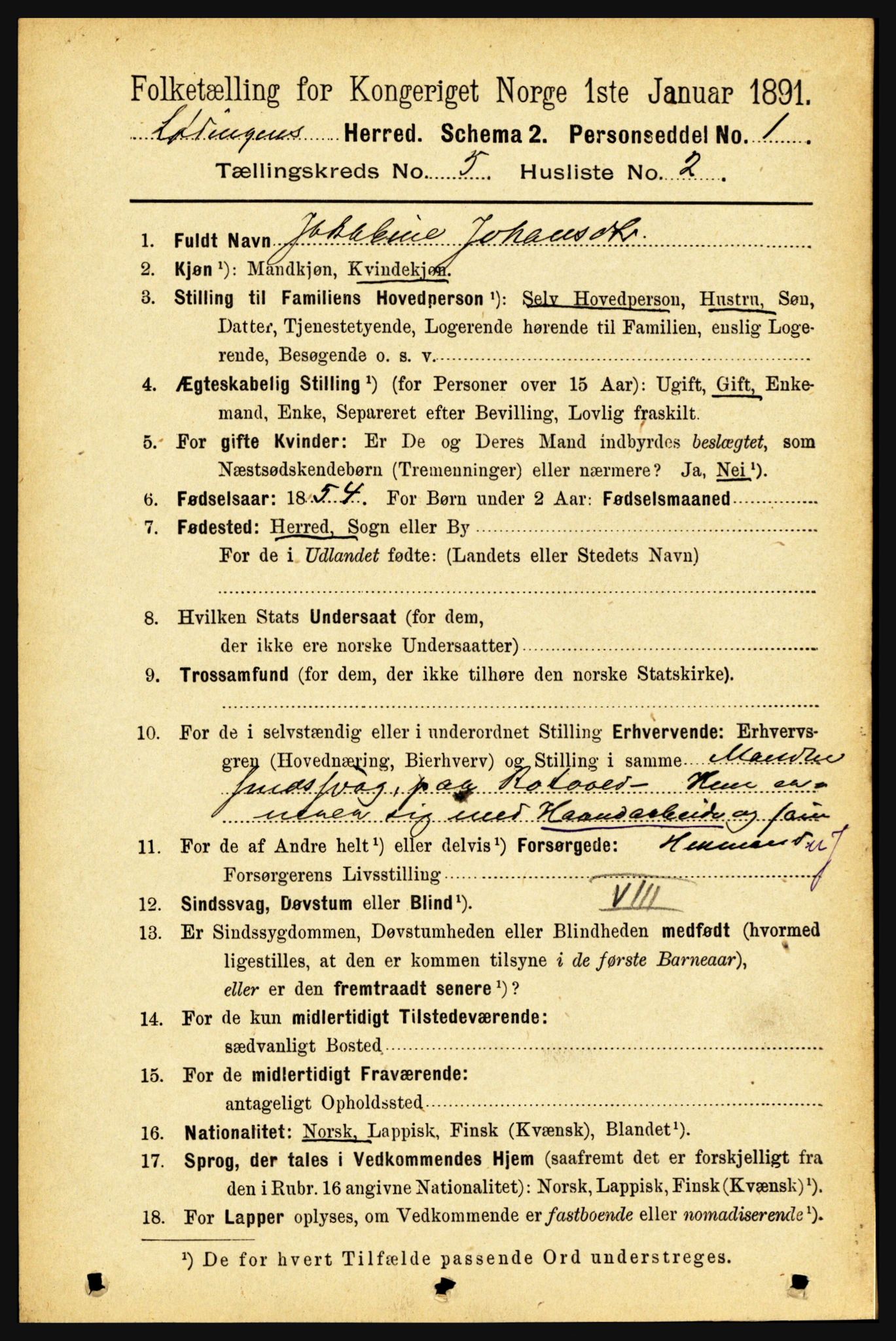 RA, 1891 census for 1851 Lødingen, 1891, p. 2331