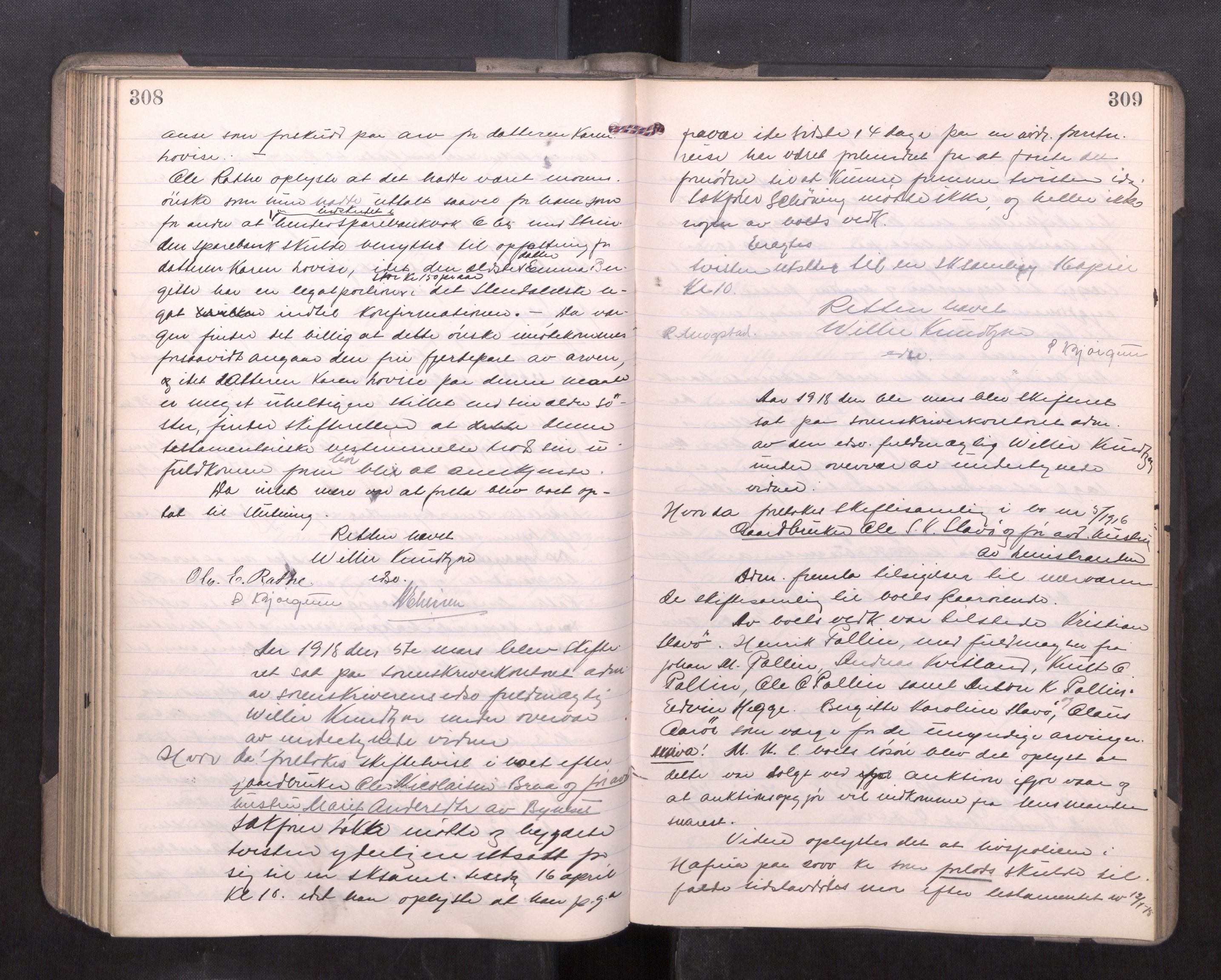 Strinda og Selbu sorenskriveri, AV/SAT-A-0015/3/3B/L0012: Skifteforhandlingsprot. 12, 1915-1919, p. 308-309