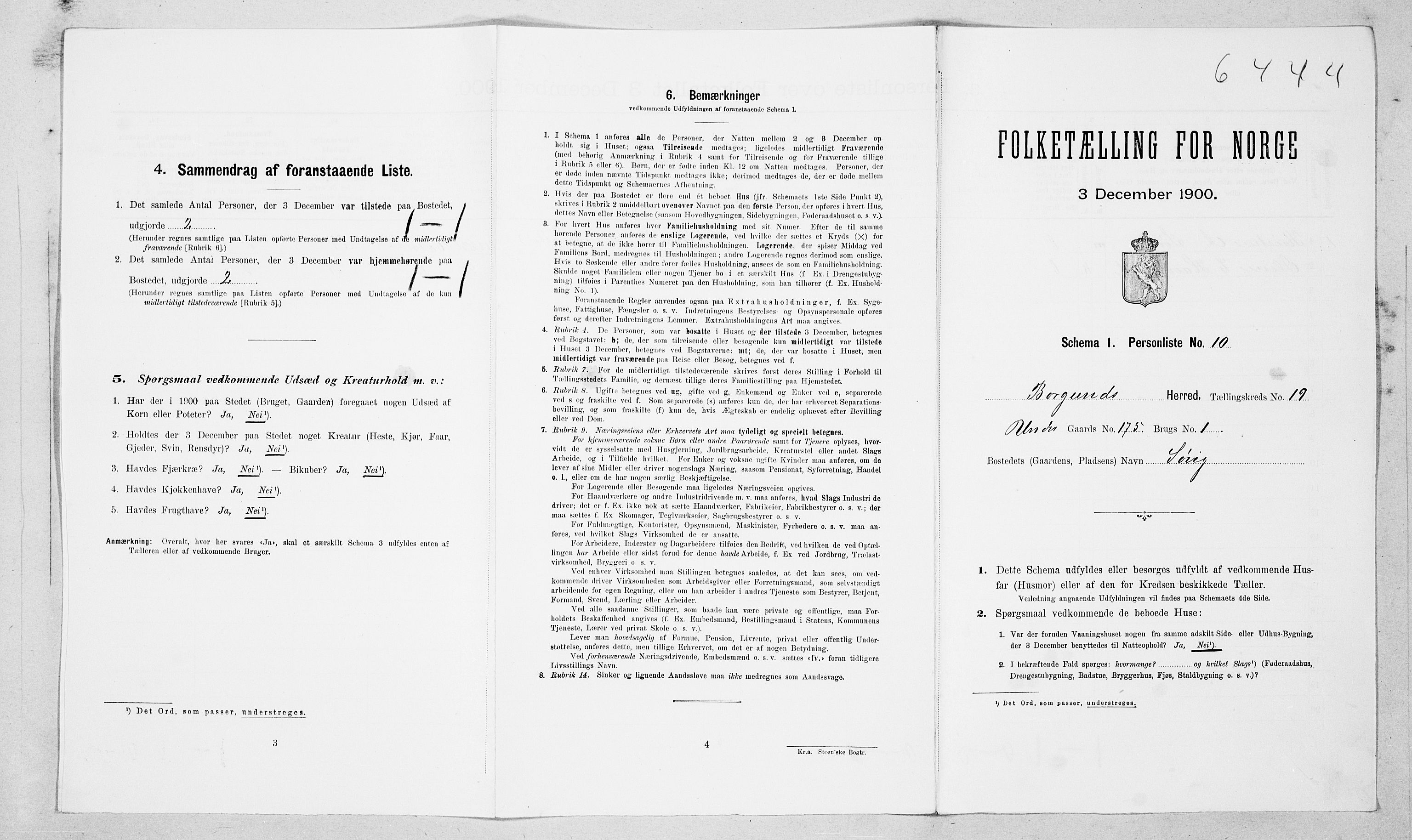 SAT, 1900 census for Borgund, 1900, p. 1901