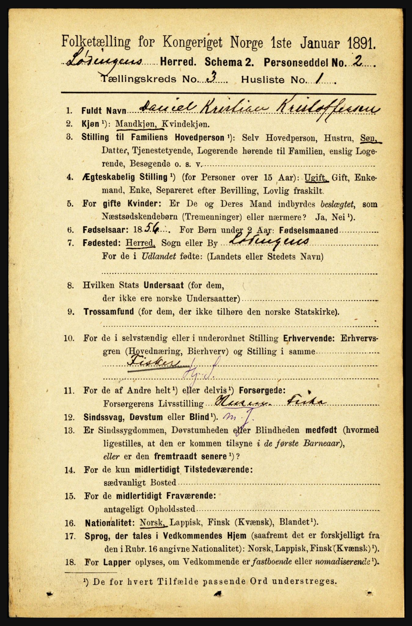 RA, 1891 census for 1851 Lødingen, 1891, p. 1378