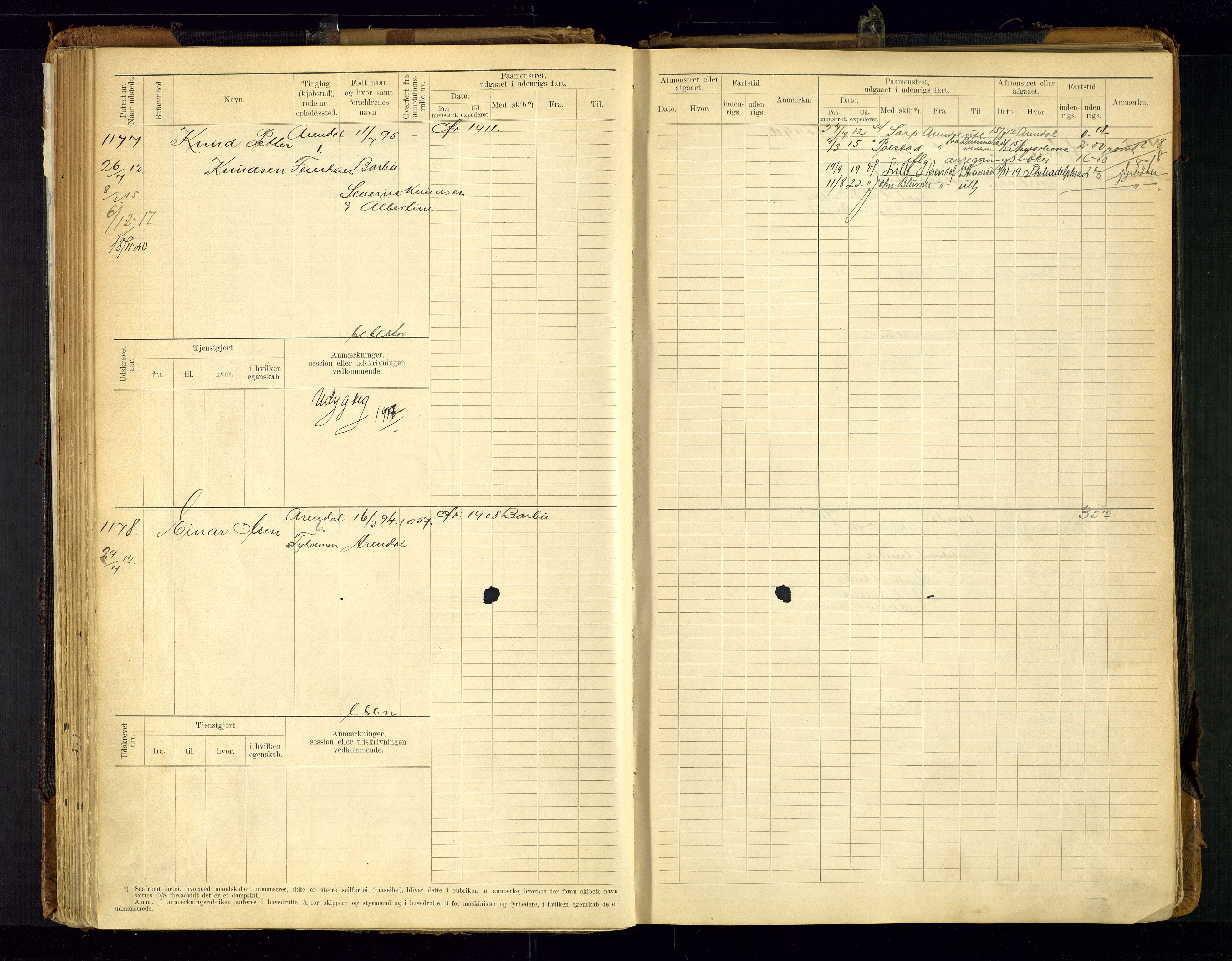 Arendal mønstringskrets, SAK/2031-0012/F/Fb/L0021: Hovedrulle A nr 969-1465, S-19, 1910-1914, p. 109