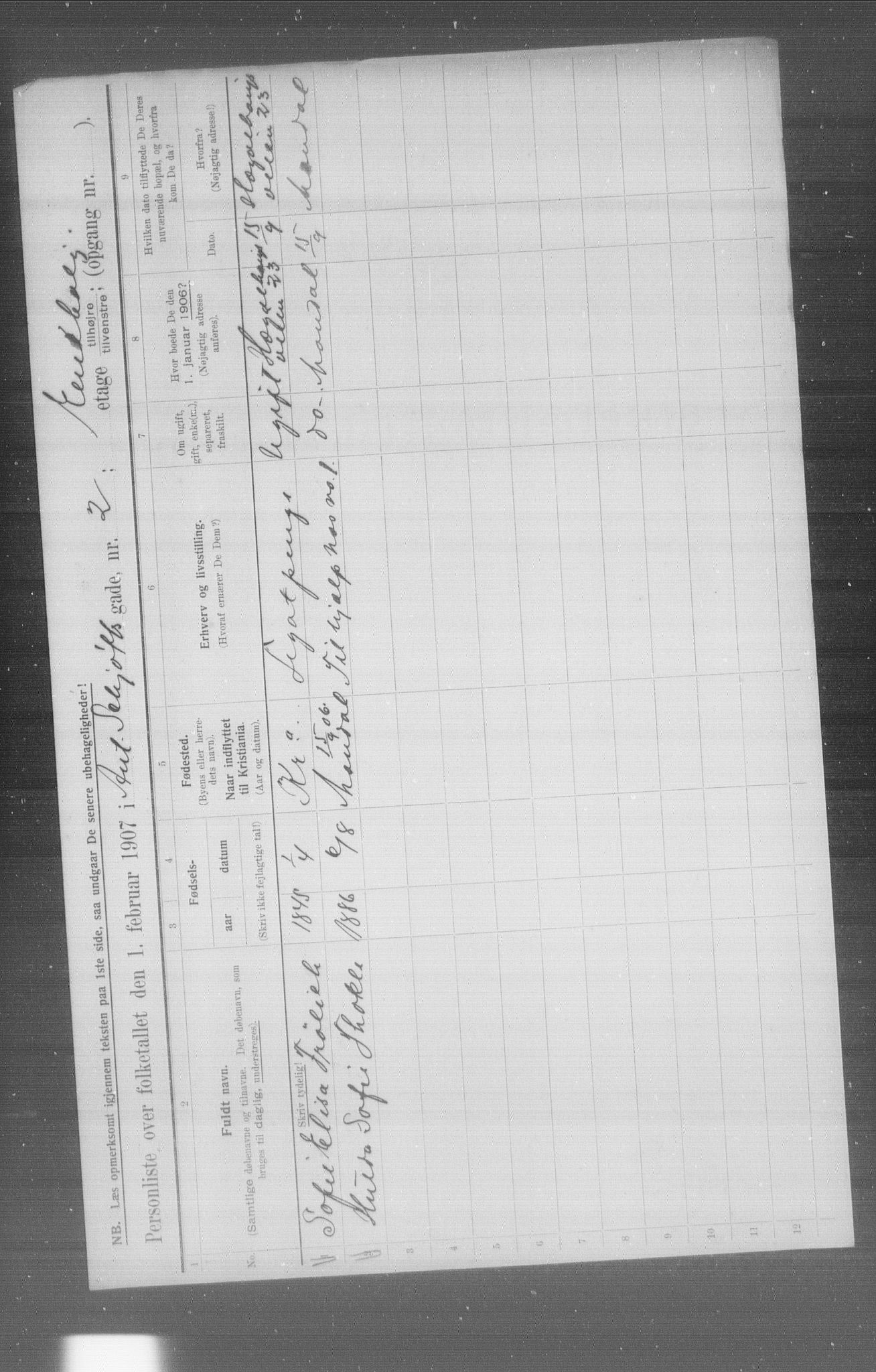 OBA, Municipal Census 1907 for Kristiania, 1907, p. 716