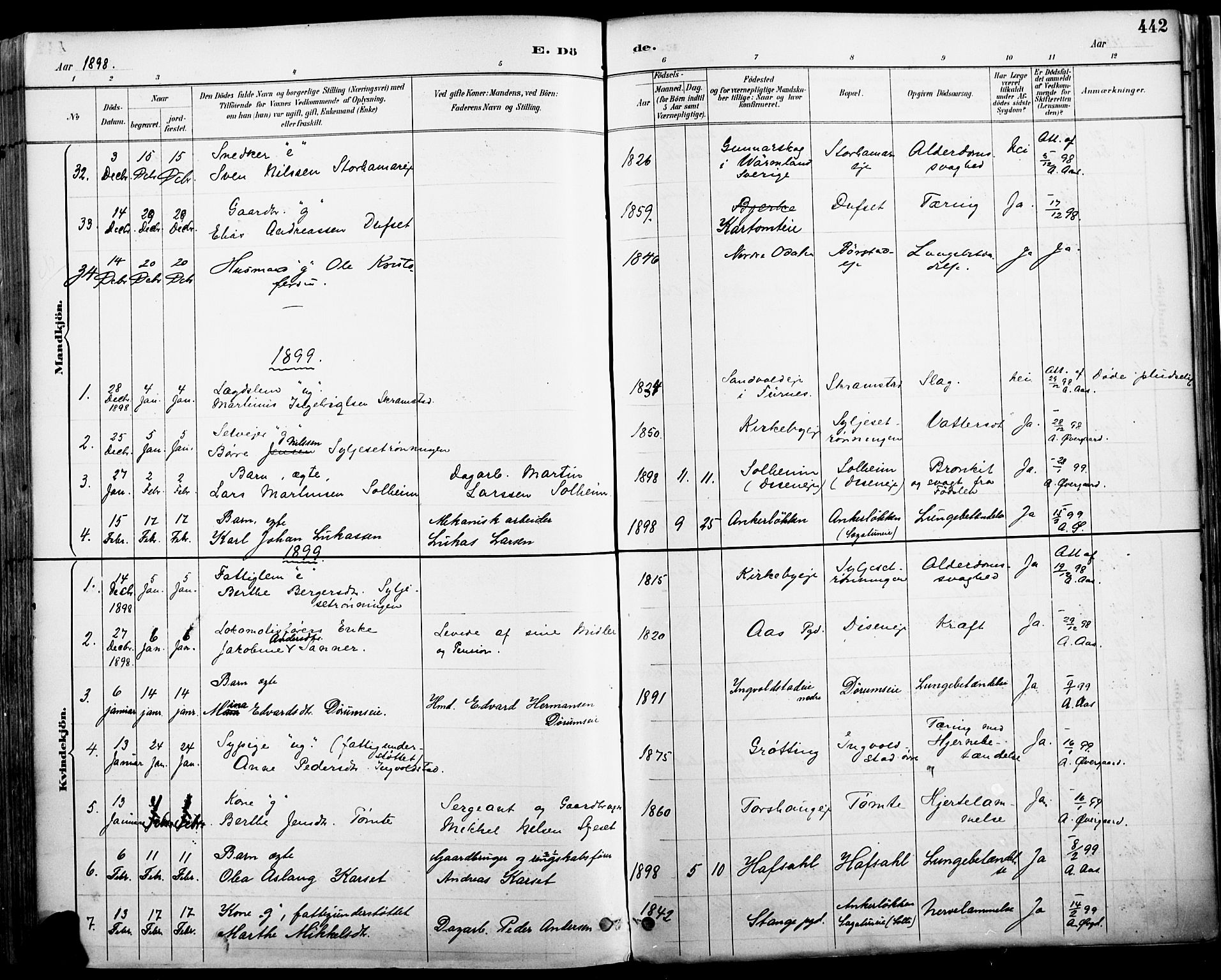 Vang prestekontor, Hedmark, SAH/PREST-008/H/Ha/Haa/L0019A: Parish register (official) no. 19, 1886-1900, p. 442