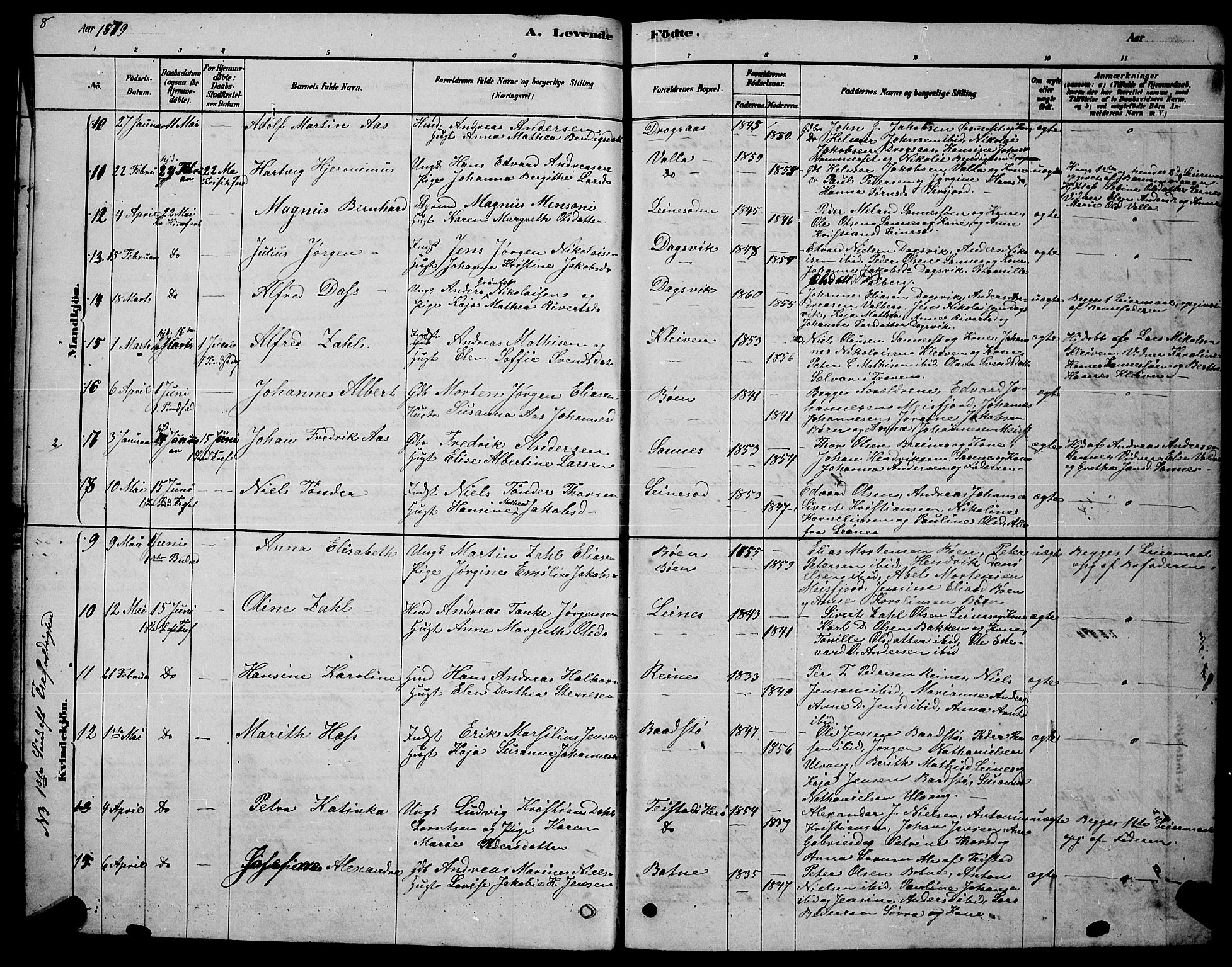 Ministerialprotokoller, klokkerbøker og fødselsregistre - Nordland, SAT/A-1459/831/L0477: Parish register (copy) no. 831C04, 1878-1897, p. 8