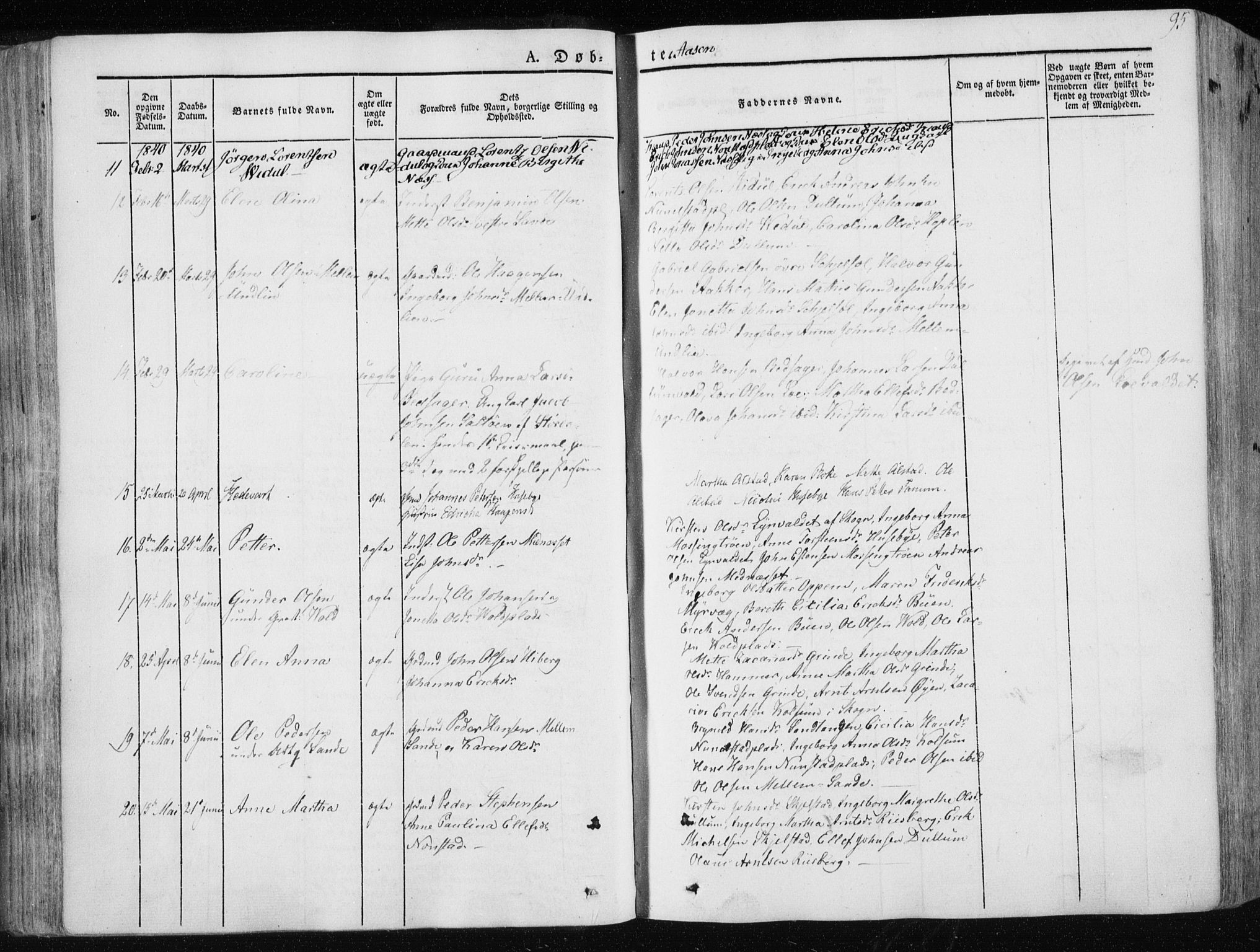 Ministerialprotokoller, klokkerbøker og fødselsregistre - Nord-Trøndelag, AV/SAT-A-1458/713/L0115: Parish register (official) no. 713A06, 1838-1851, p. 95