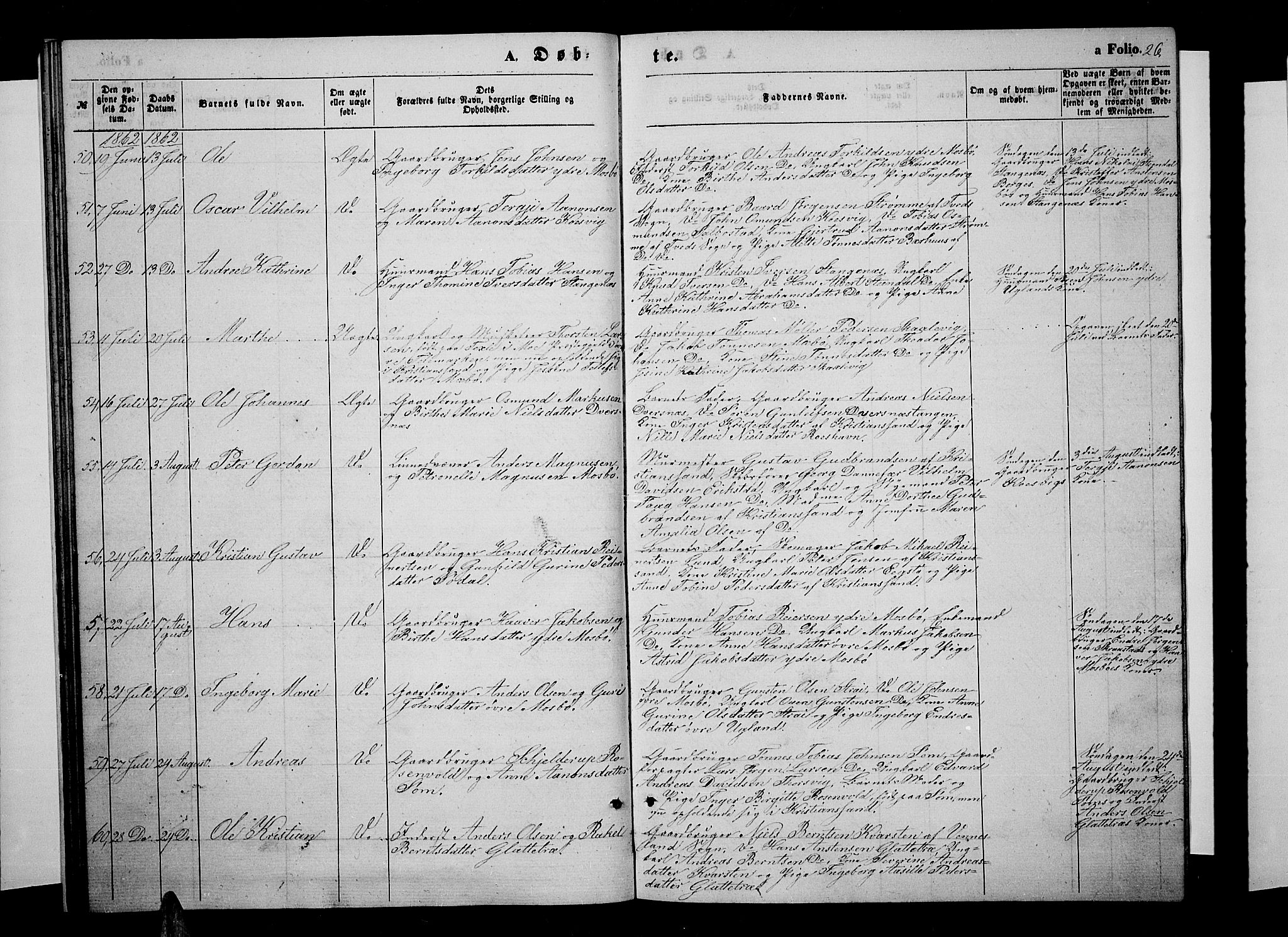 Oddernes sokneprestkontor, AV/SAK-1111-0033/F/Fb/Fba/L0006: Parish register (copy) no. B 6 /1, 1860-1869, p. 26