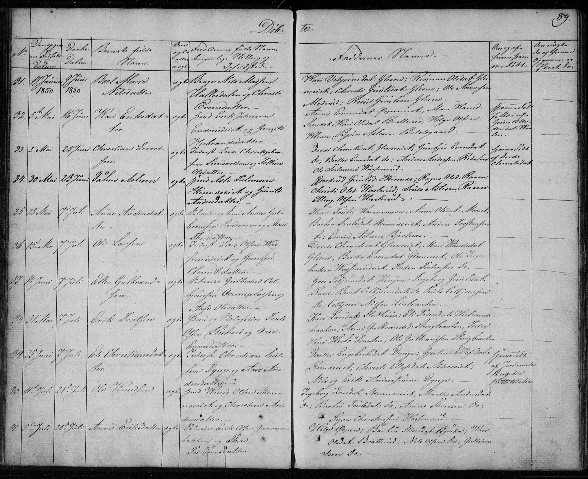 Krødsherad kirkebøker, SAKO/A-19/F/Fa/L0002: Parish register (official) no. 2, 1829-1851, p. 89