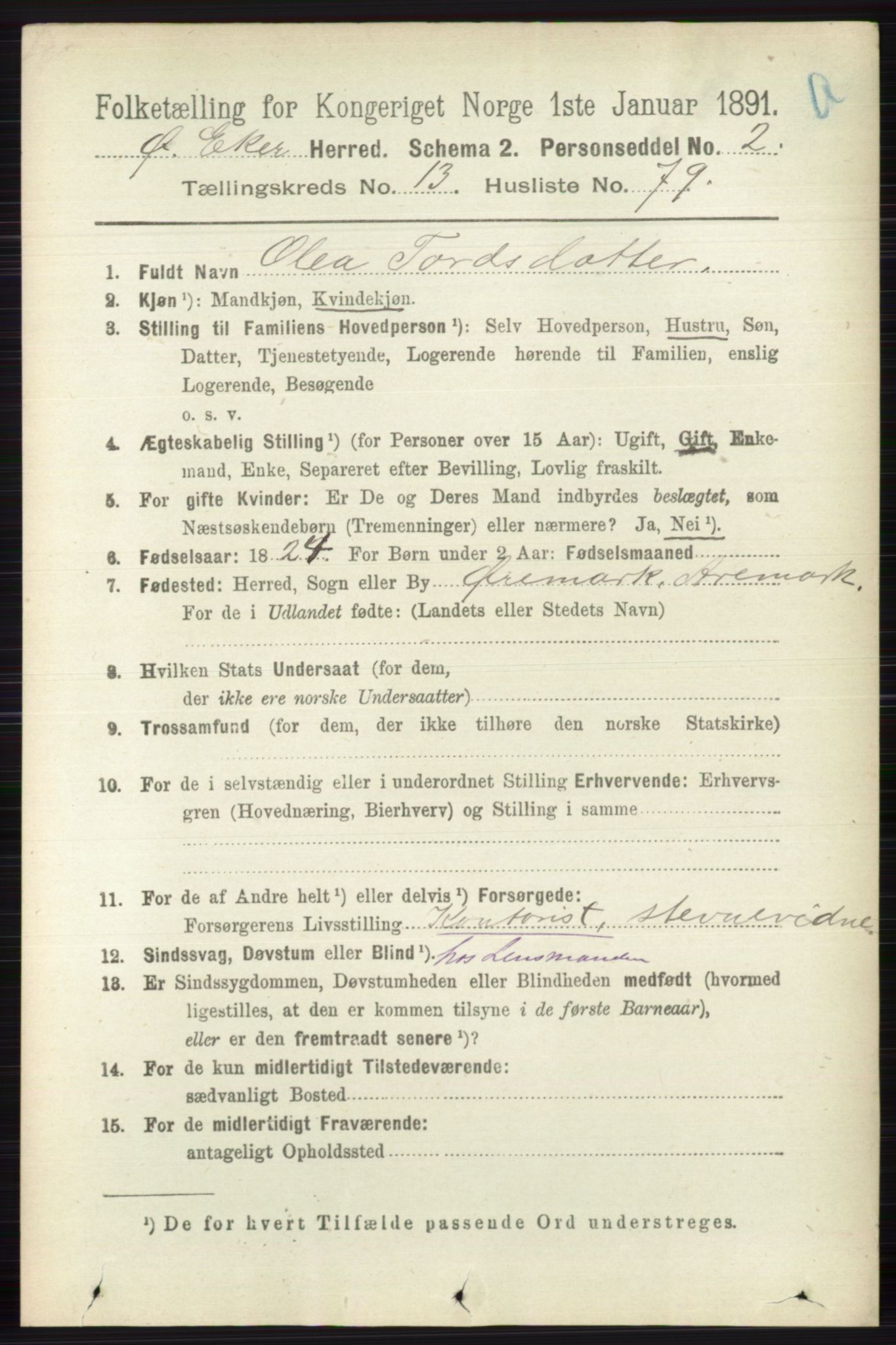 RA, 1891 census for 0624 Øvre Eiker, 1891, p. 6301