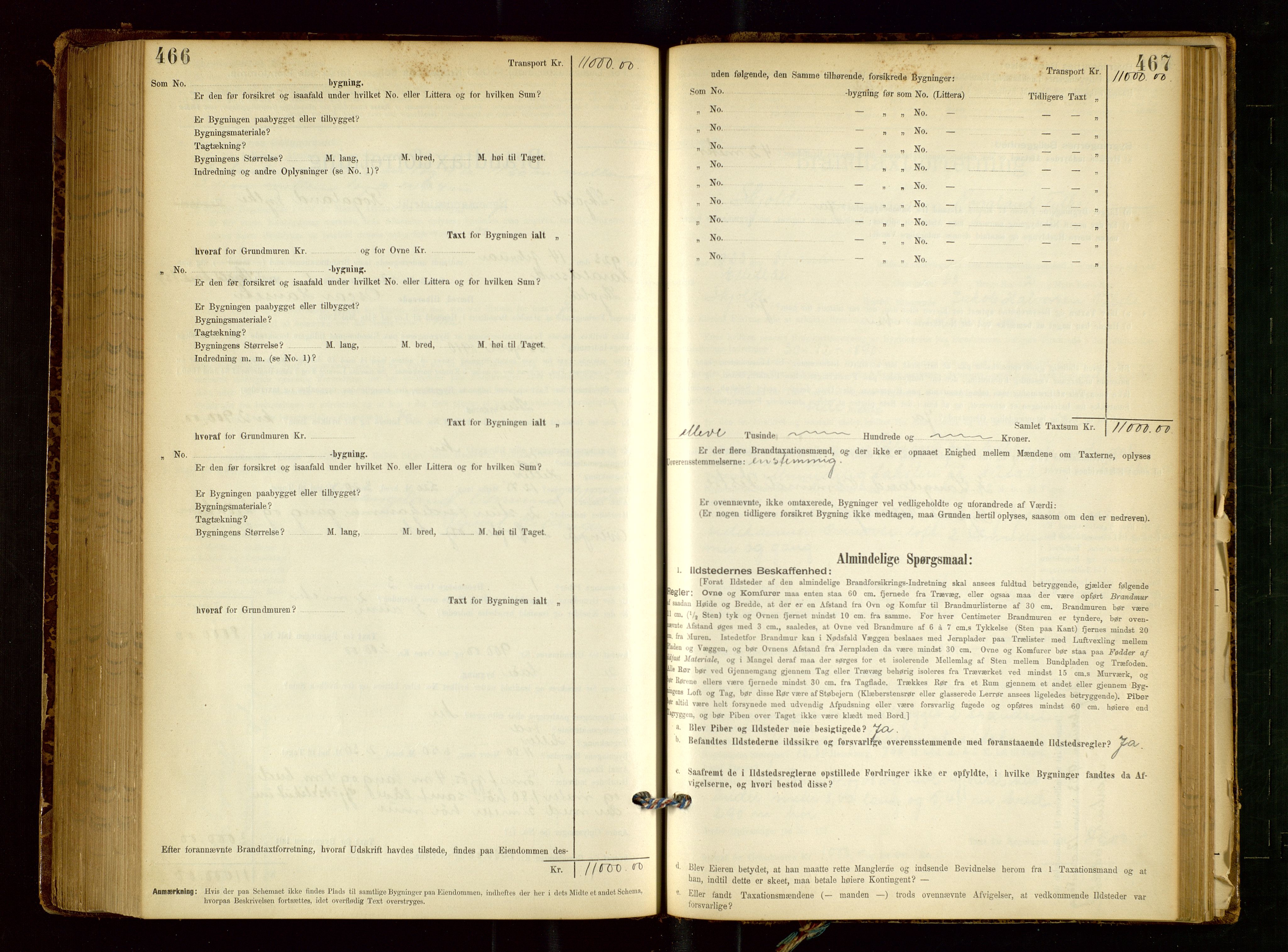 Skjold lensmannskontor, AV/SAST-A-100182/Gob/L0001: "Brandtaxationsprotokol for Skjold Lensmandsdistrikt Ryfylke Fogderi", 1894-1939, p. 466-467