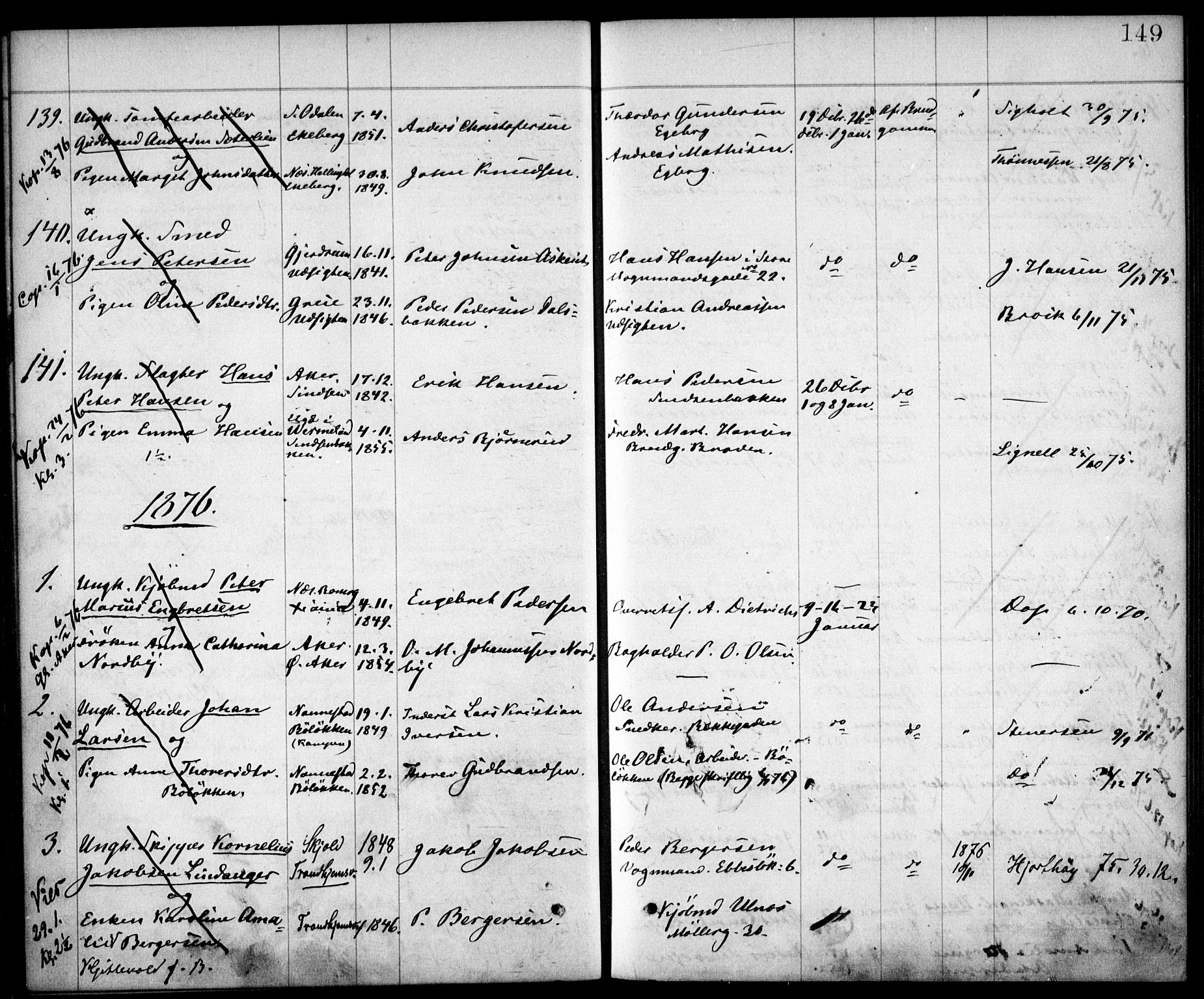 Østre Aker prestekontor Kirkebøker, AV/SAO-A-10840/H/Ha/L0001: Banns register no. I 1, 1861-1878, p. 149