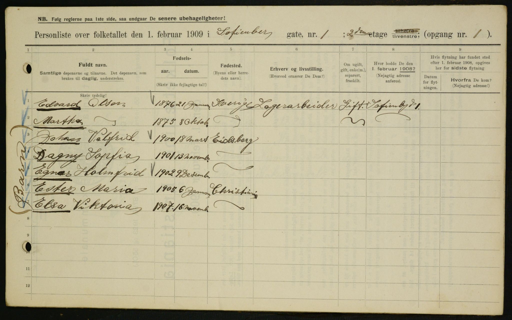 OBA, Municipal Census 1909 for Kristiania, 1909, p. 88973