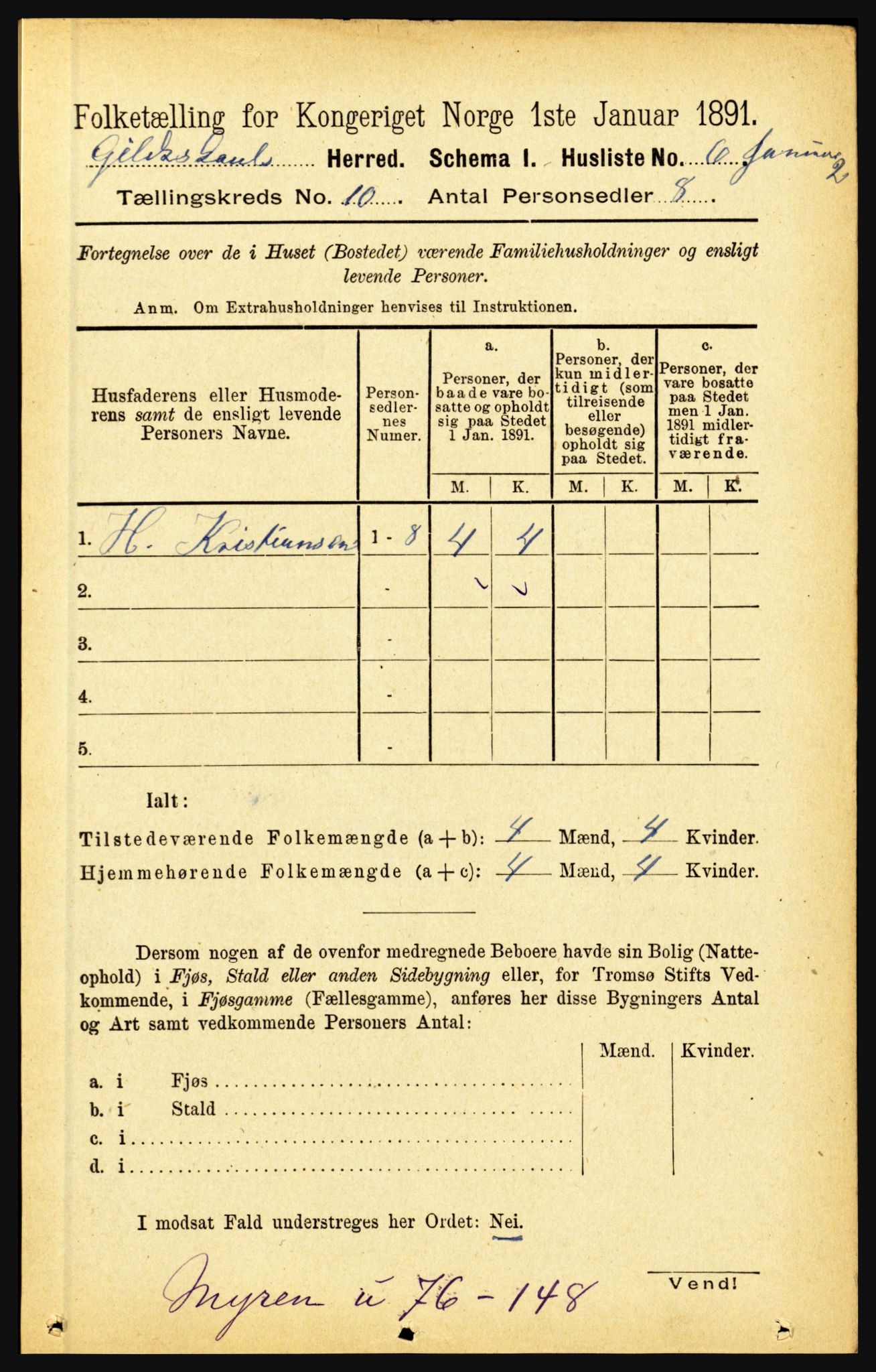 RA, 1891 census for 1838 Gildeskål, 1891, p. 2903