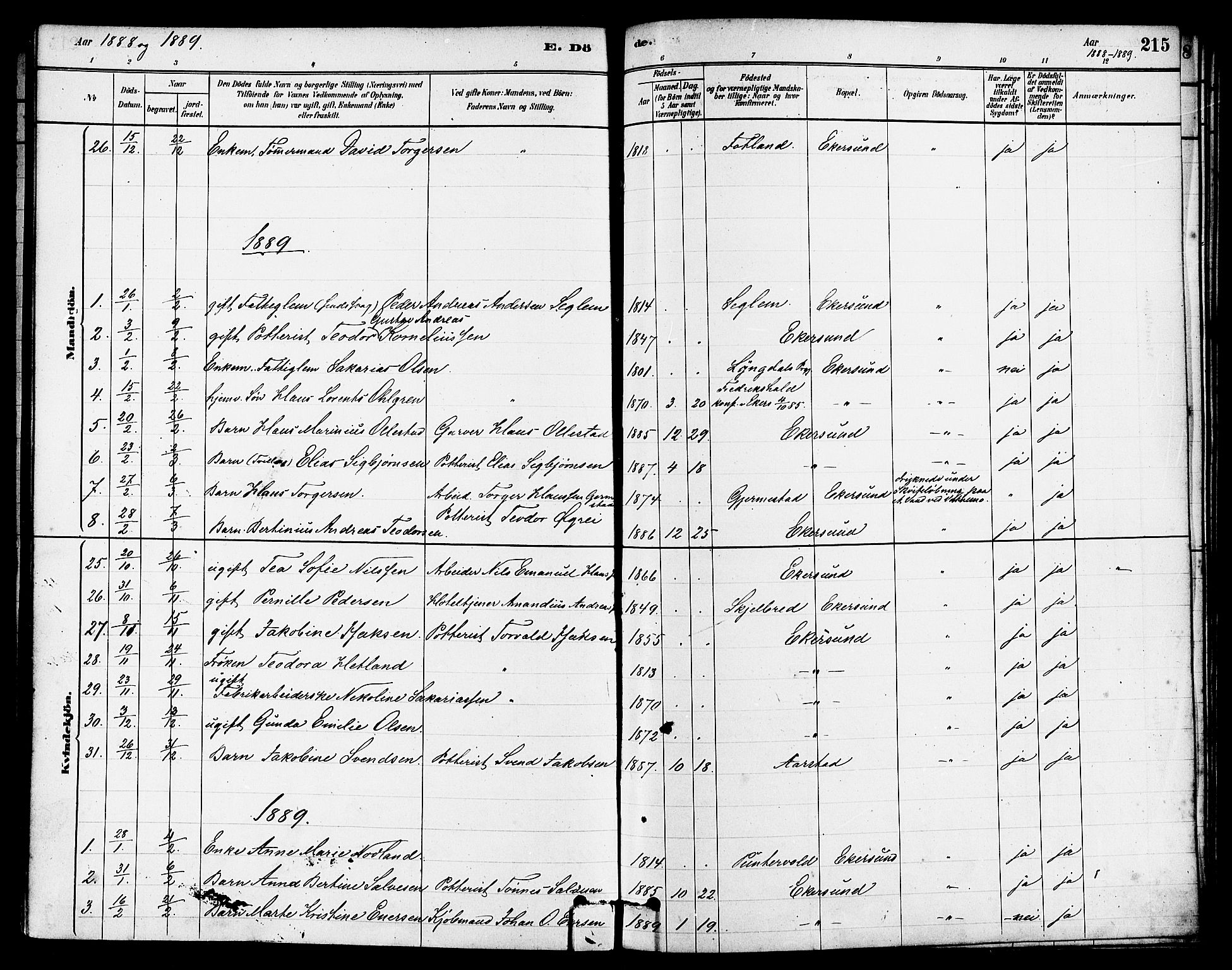 Eigersund sokneprestkontor, AV/SAST-A-101807/S08/L0015: Parish register (official) no. A 15, 1879-1892, p. 215