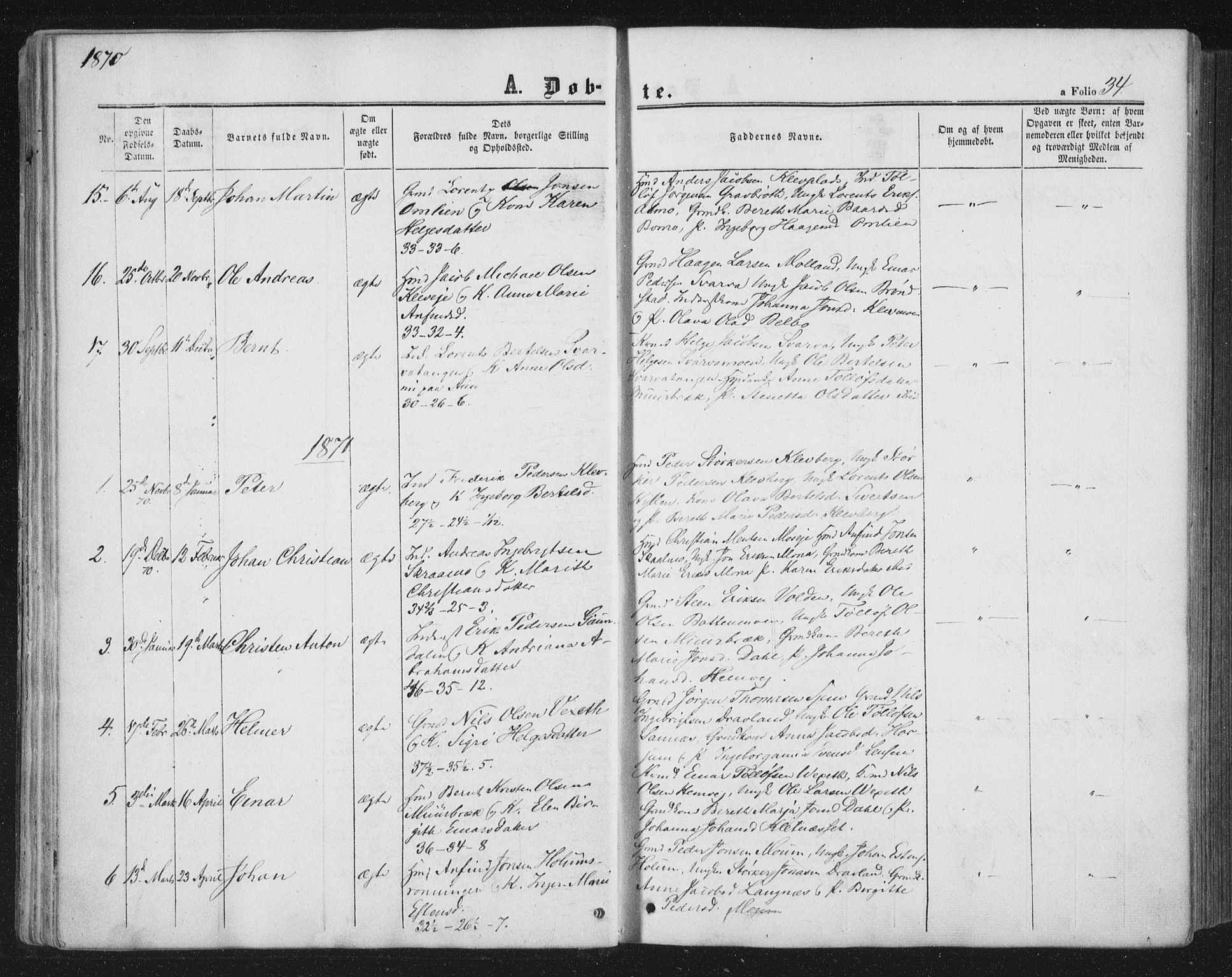 Ministerialprotokoller, klokkerbøker og fødselsregistre - Nord-Trøndelag, SAT/A-1458/749/L0472: Parish register (official) no. 749A06, 1857-1873, p. 34