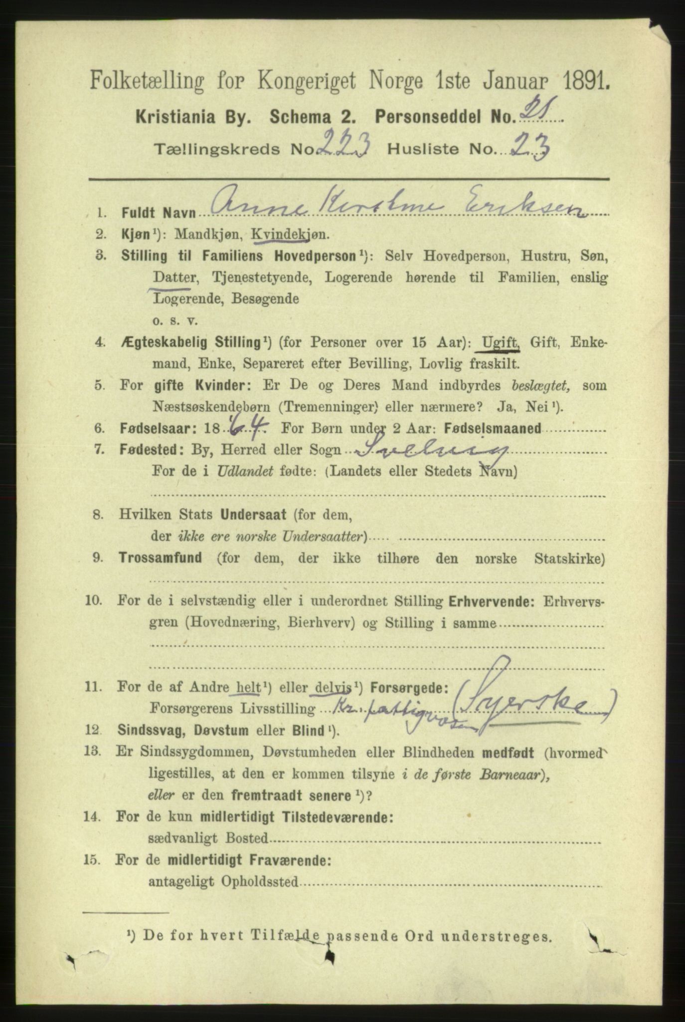 RA, 1891 census for 0301 Kristiania, 1891, p. 135258