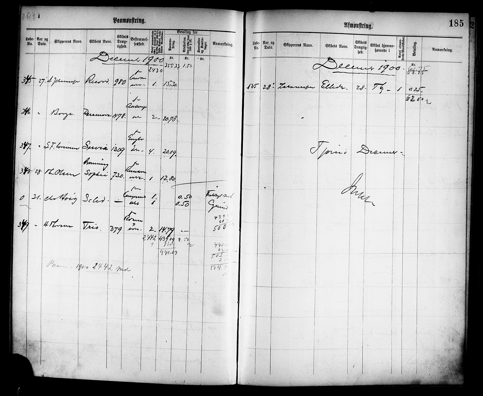 Tønsberg innrulleringskontor, AV/SAKO-A-786/H/Ha/L0005: Mønstringsjournal, 1896-1906, p. 188