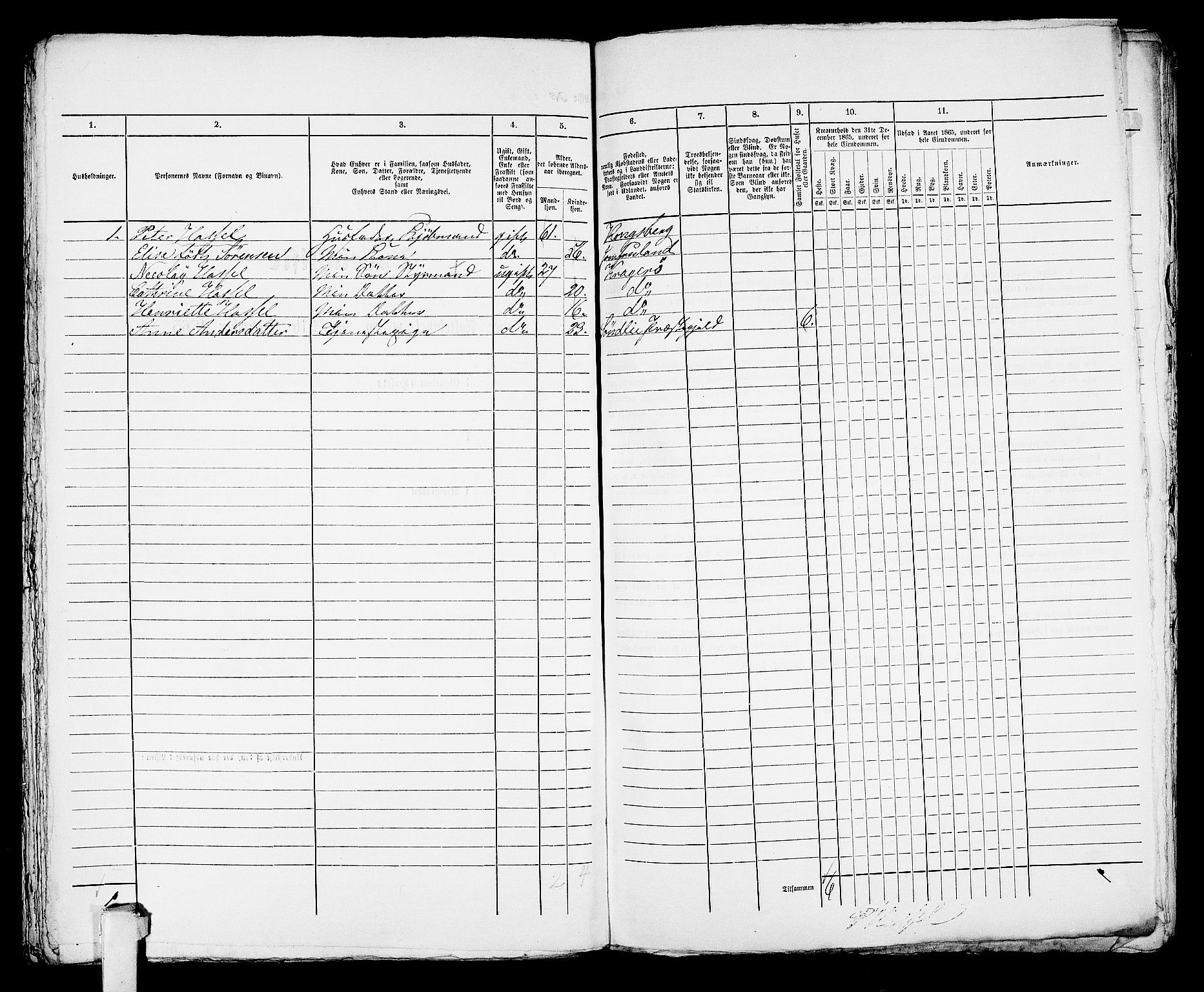 RA, 1865 census for Kragerø/Kragerø, 1865, p. 979