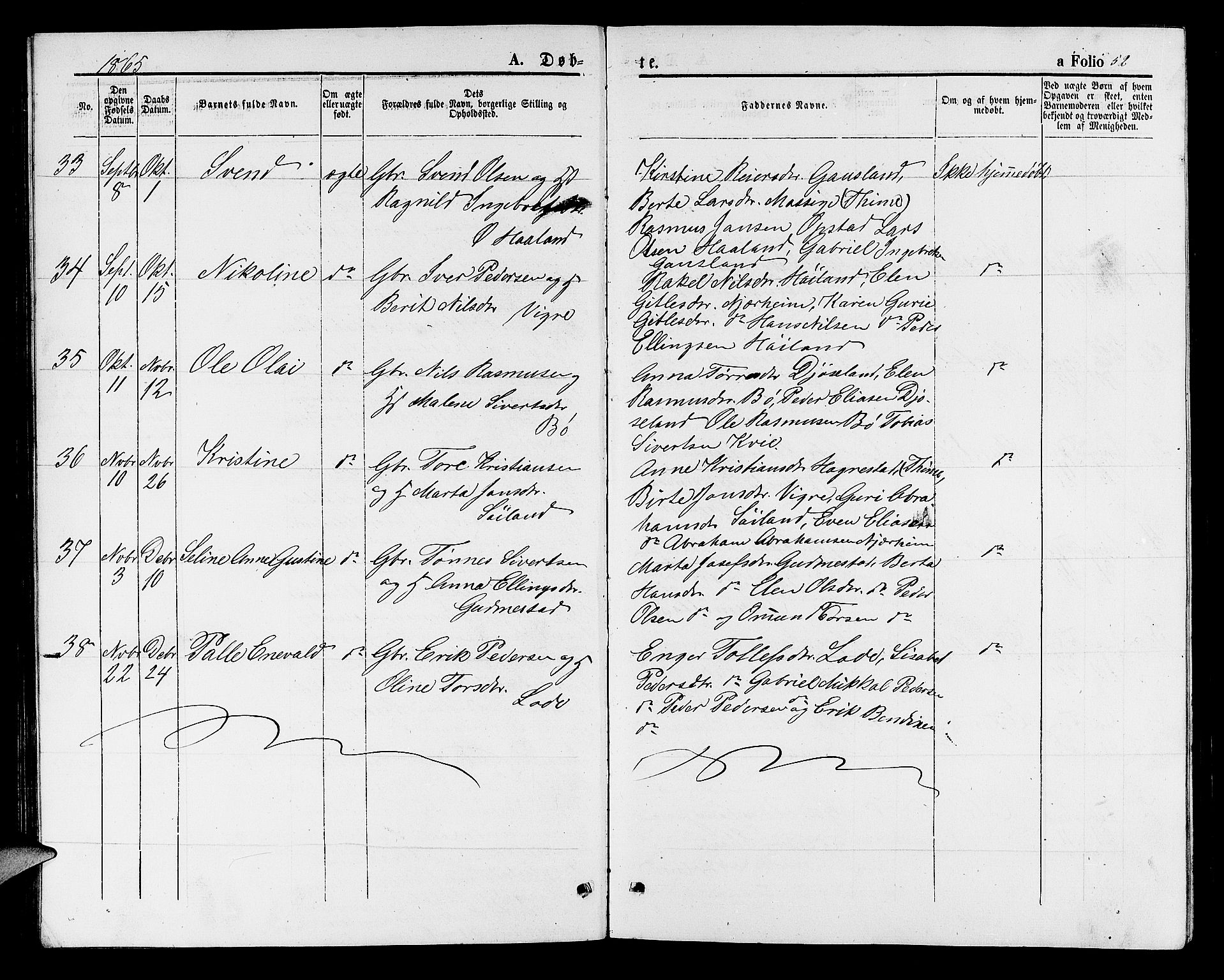 Hå sokneprestkontor, AV/SAST-A-101801/001/30BB/L0001: Parish register (copy) no. B 1, 1854-1883, p. 52