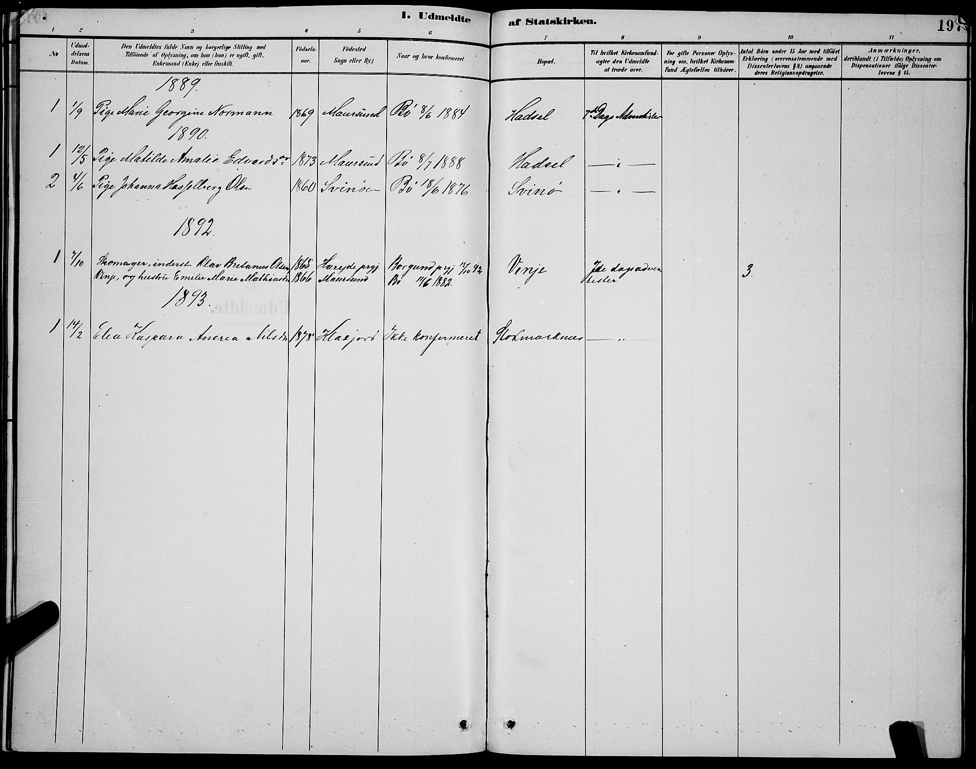 Ministerialprotokoller, klokkerbøker og fødselsregistre - Nordland, AV/SAT-A-1459/891/L1315: Parish register (copy) no. 891C04, 1886-1893, p. 197