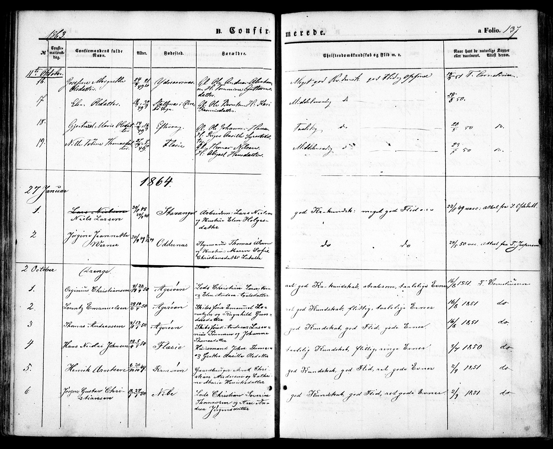 Høvåg sokneprestkontor, AV/SAK-1111-0025/F/Fa/L0004: Parish register (official) no. A 4, 1859-1877, p. 137