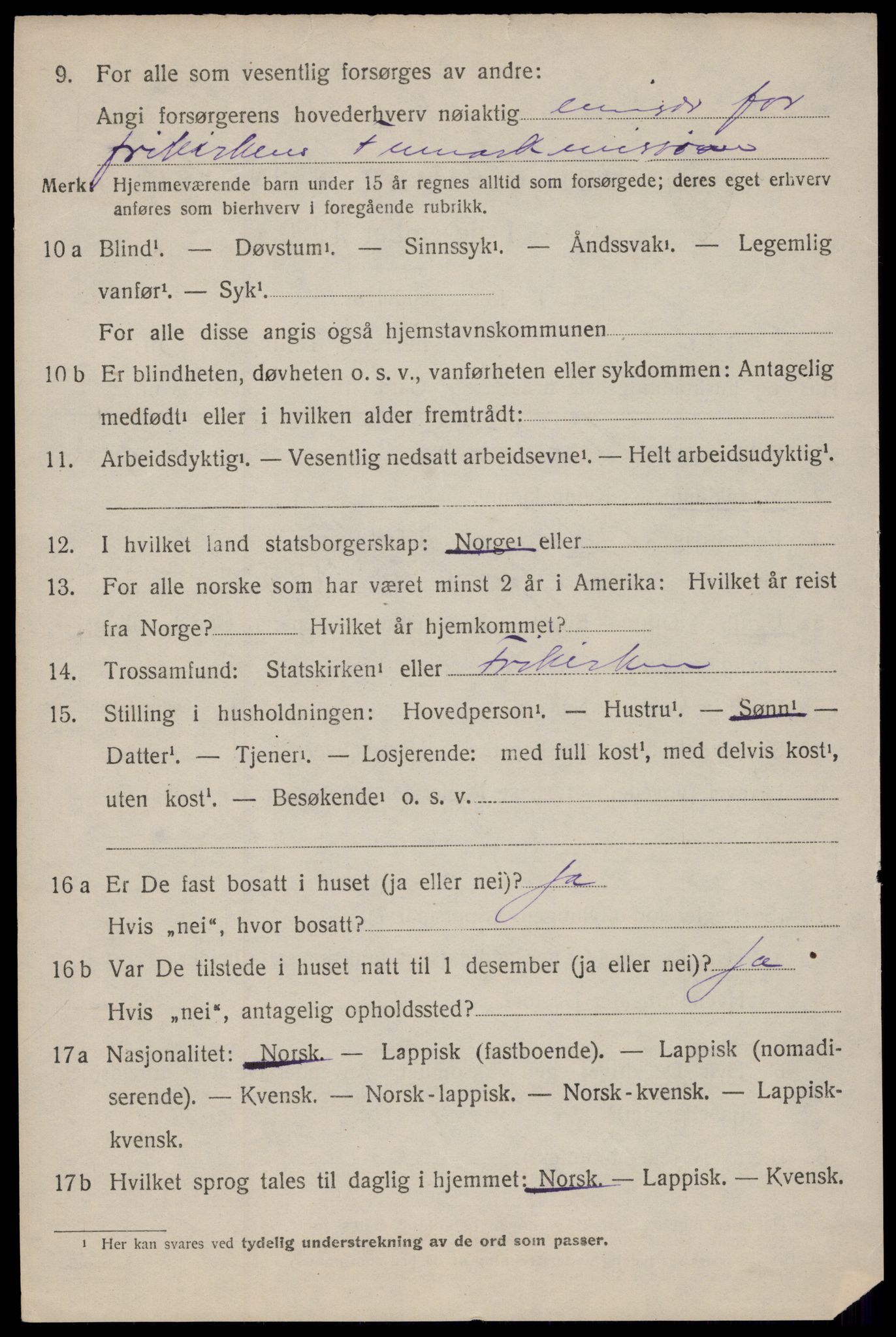 SAT, 1920 census for Dverberg, 1920, p. 11561