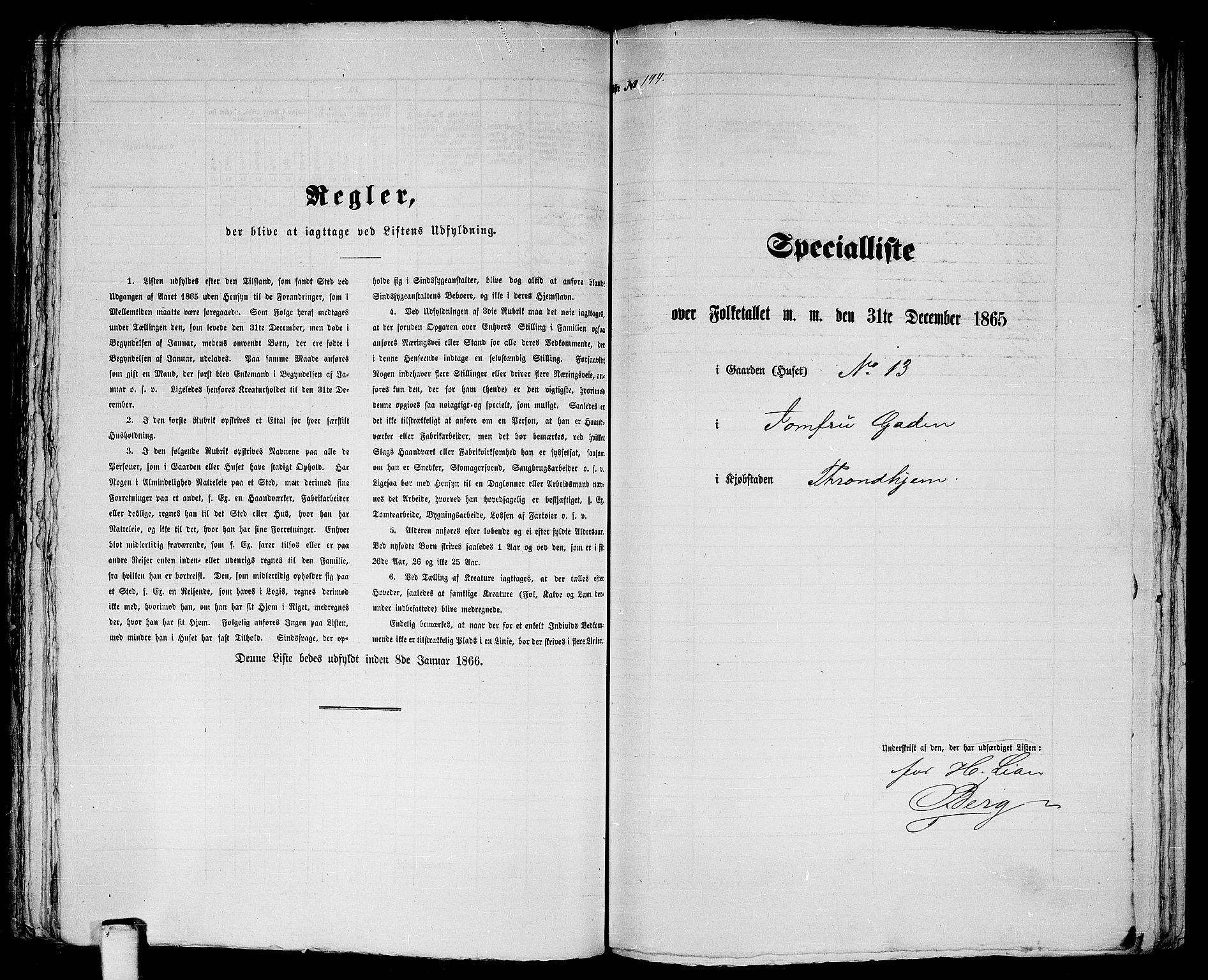 RA, 1865 census for Trondheim, 1865, p. 423