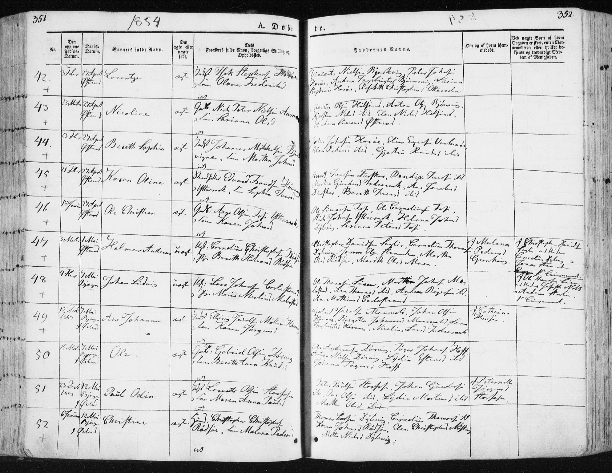 Ministerialprotokoller, klokkerbøker og fødselsregistre - Sør-Trøndelag, SAT/A-1456/659/L0736: Parish register (official) no. 659A06, 1842-1856, p. 351-352