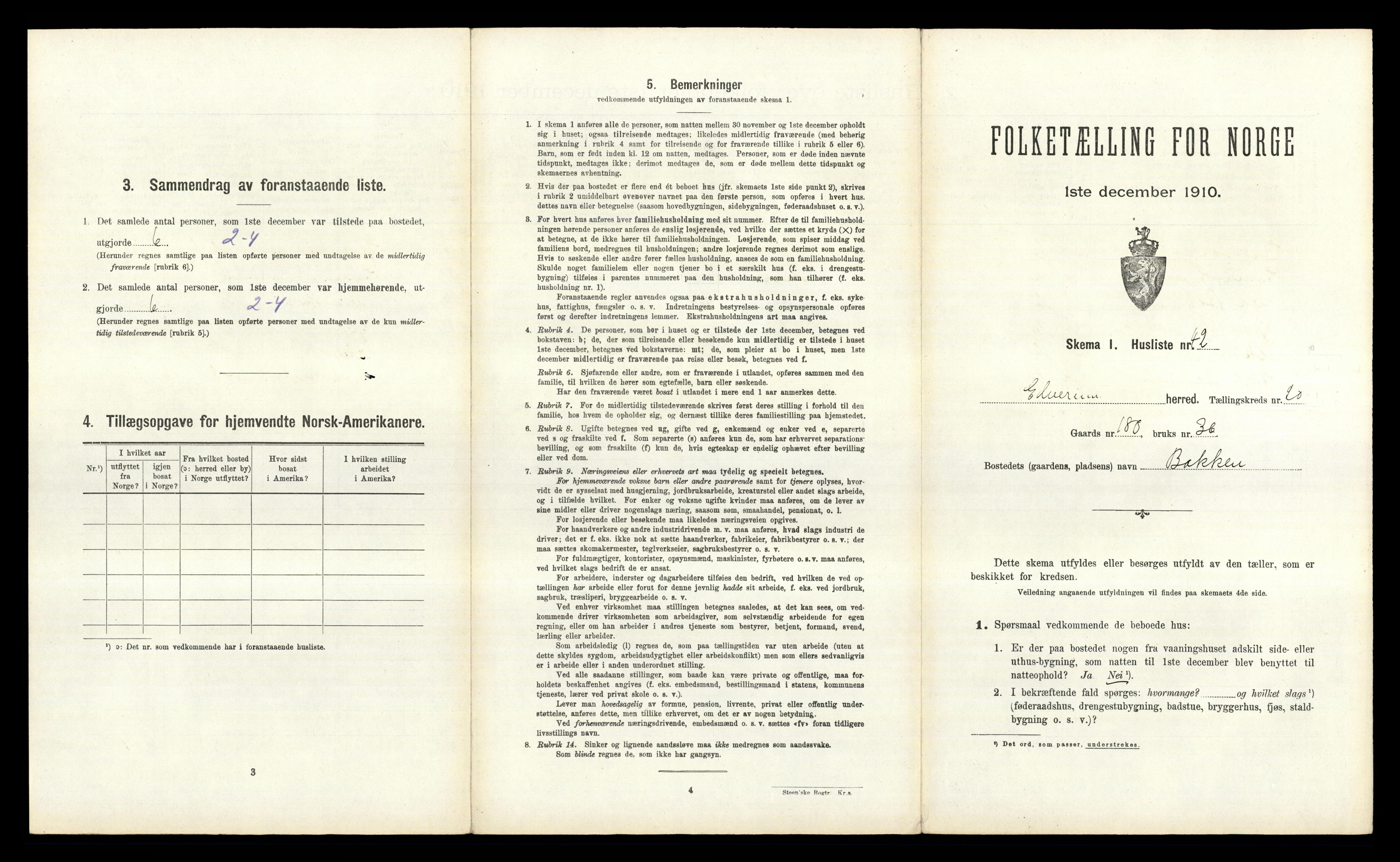 RA, 1910 census for Elverum, 1910, p. 3311