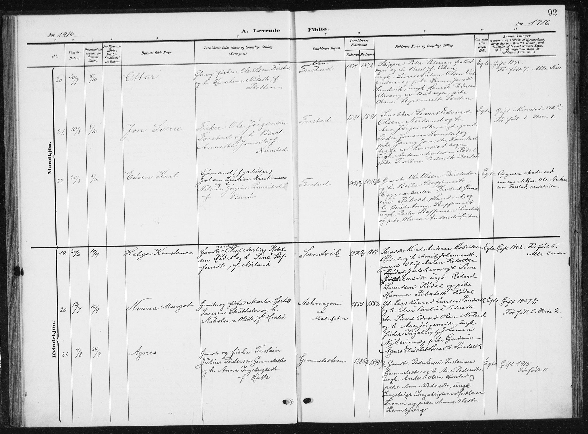 Ministerialprotokoller, klokkerbøker og fødselsregistre - Møre og Romsdal, AV/SAT-A-1454/567/L0784: Parish register (copy) no. 567C04, 1903-1938, p. 92