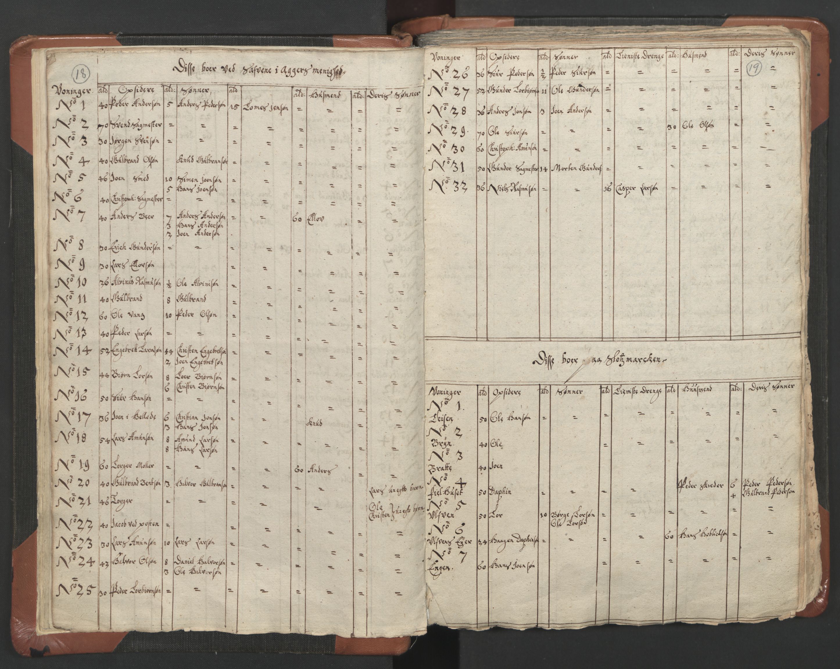 RA, Vicar's Census 1664-1666, no. 9: Bragernes deanery, 1664-1666, p. 18-19