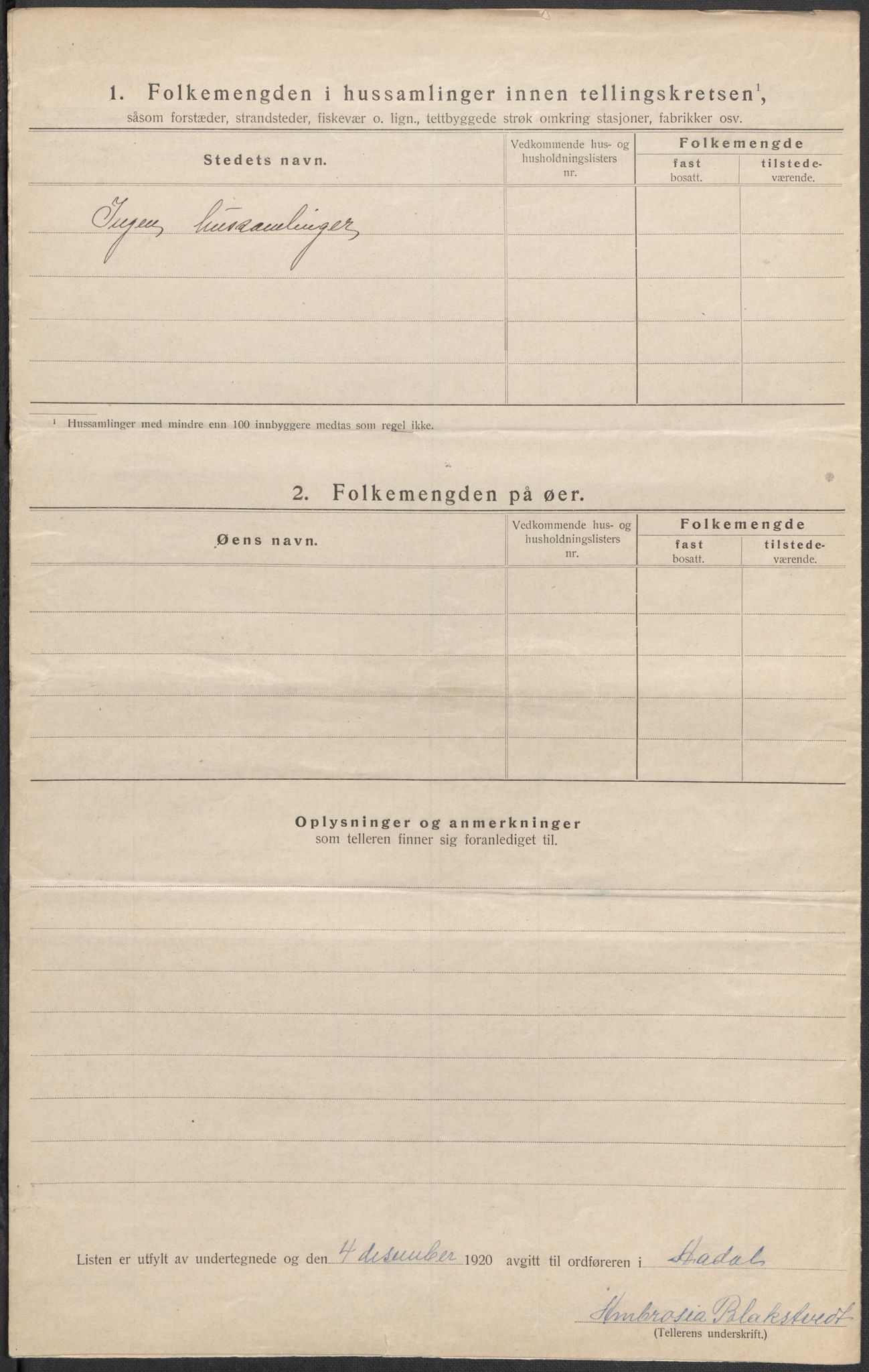 SAKO, 1920 census for Ådal, 1920, p. 44