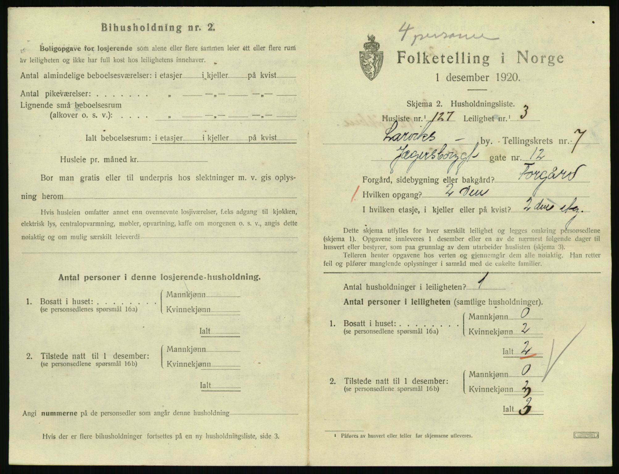 SAKO, 1920 census for Larvik, 1920, p. 6502