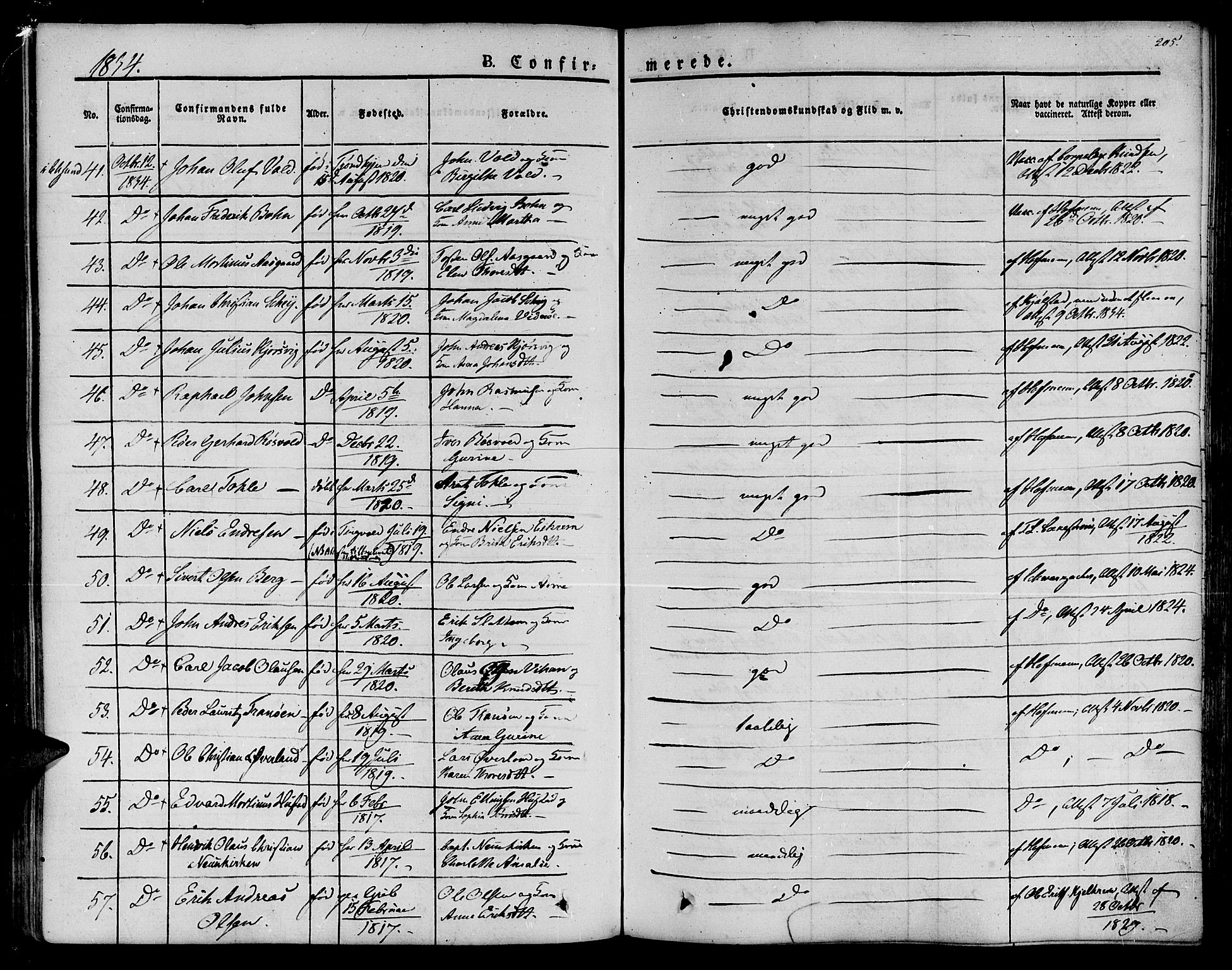 Ministerialprotokoller, klokkerbøker og fødselsregistre - Møre og Romsdal, AV/SAT-A-1454/572/L0843: Parish register (official) no. 572A06, 1832-1842, p. 205