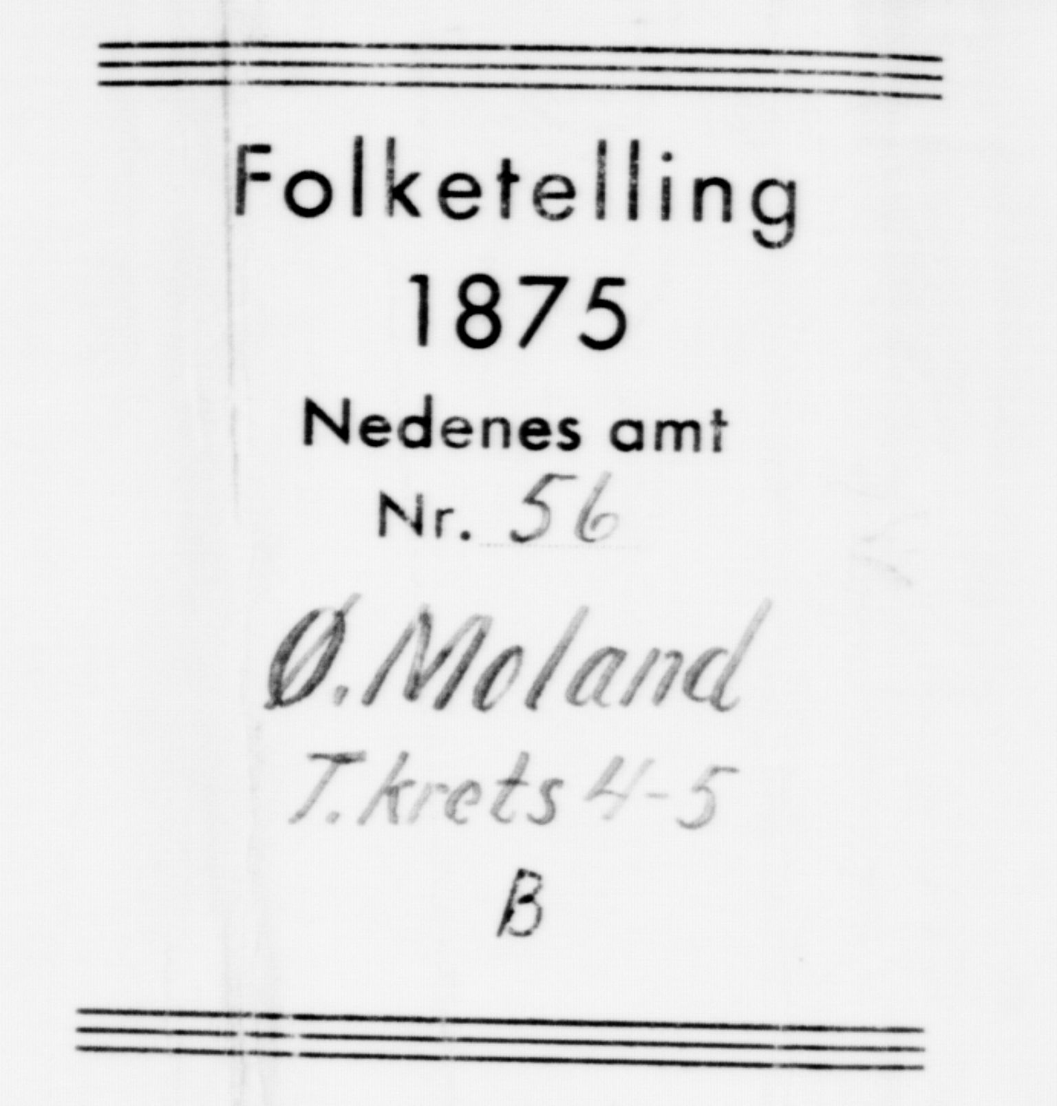 SAK, 1875 census for 0918P Austre Moland, 1875, p. 1536