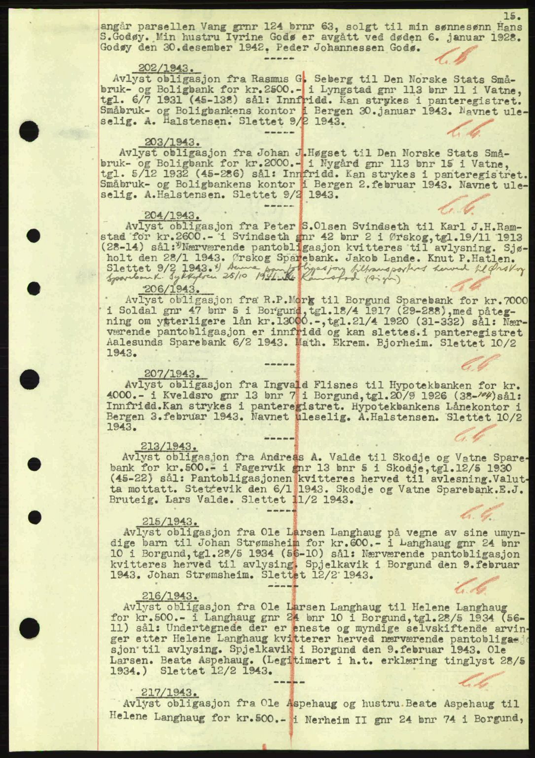 Nordre Sunnmøre sorenskriveri, SAT/A-0006/1/2/2C/2Ca: Mortgage book no. B1-6, 1938-1942, Diary no: : 202/1943