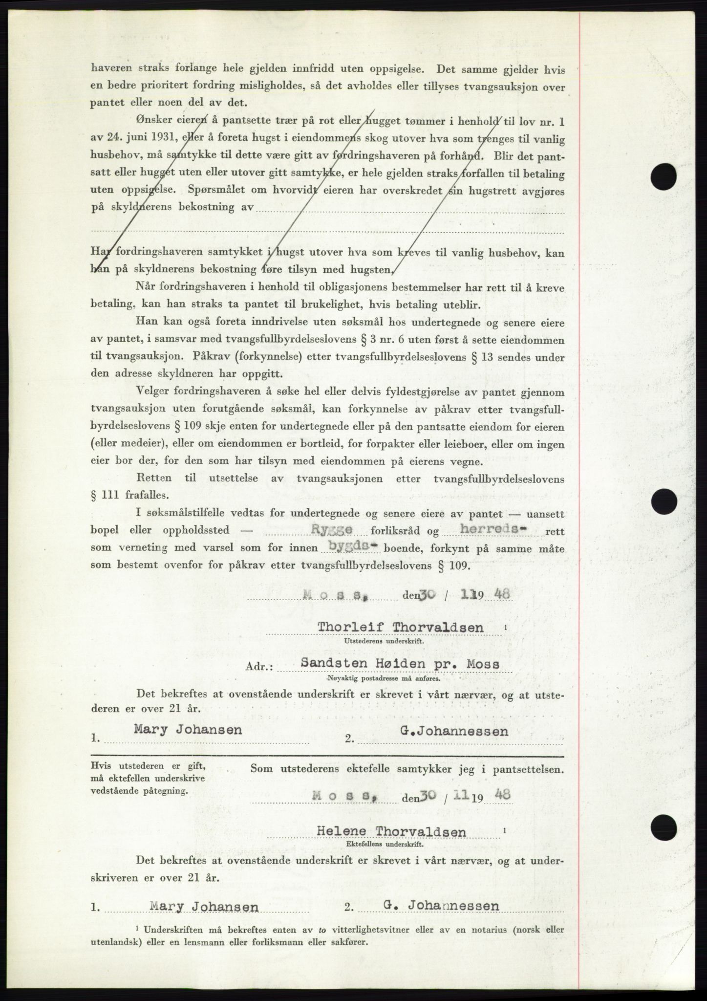 Moss sorenskriveri, AV/SAO-A-10168: Mortgage book no. B20, 1948-1948, Diary no: : 3083/1948