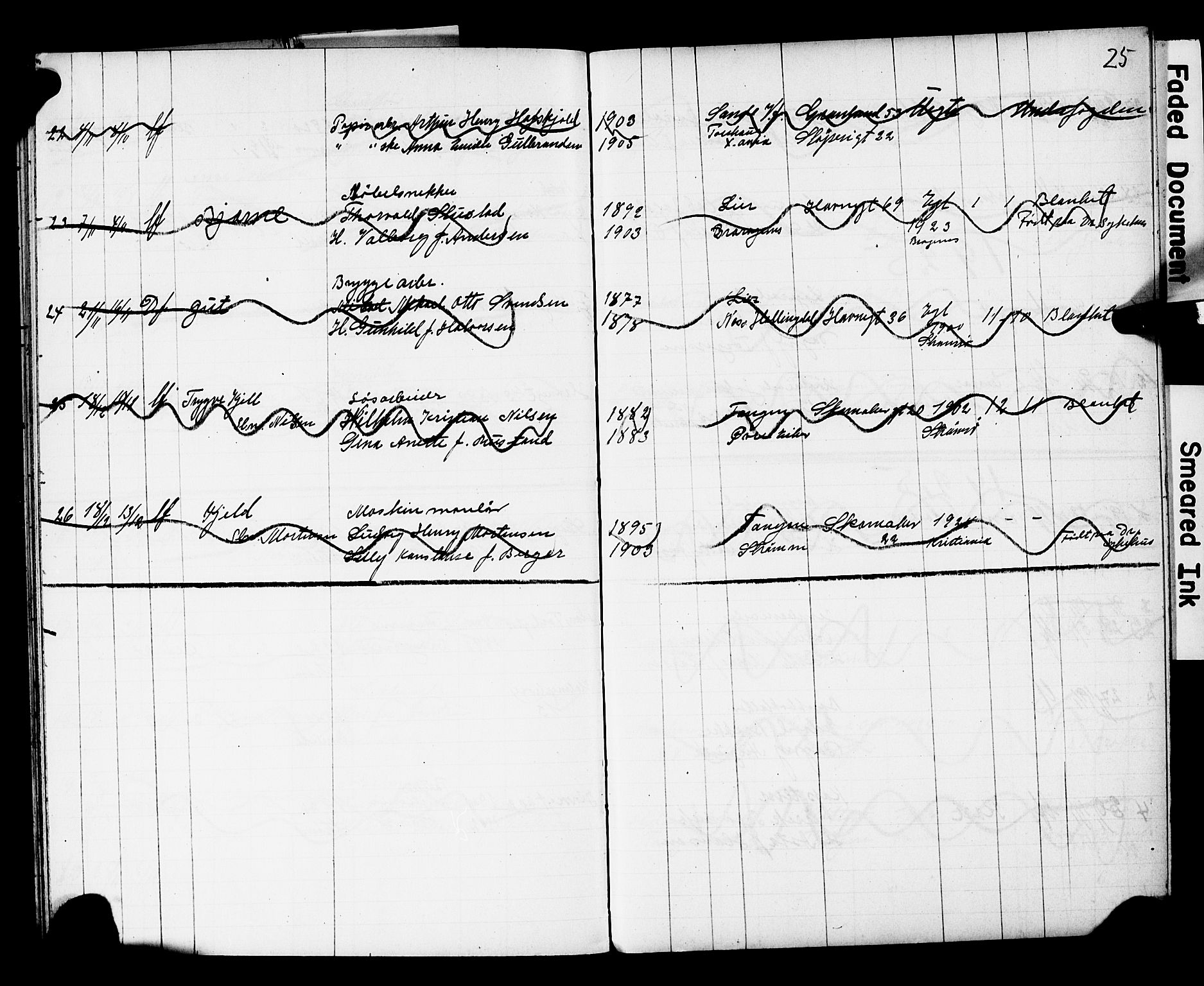 Strømsø kirkebøker, AV/SAKO-A-246/Y/Yb/L0003: Parish register draft no. II 3, 1921-1925, p. 25