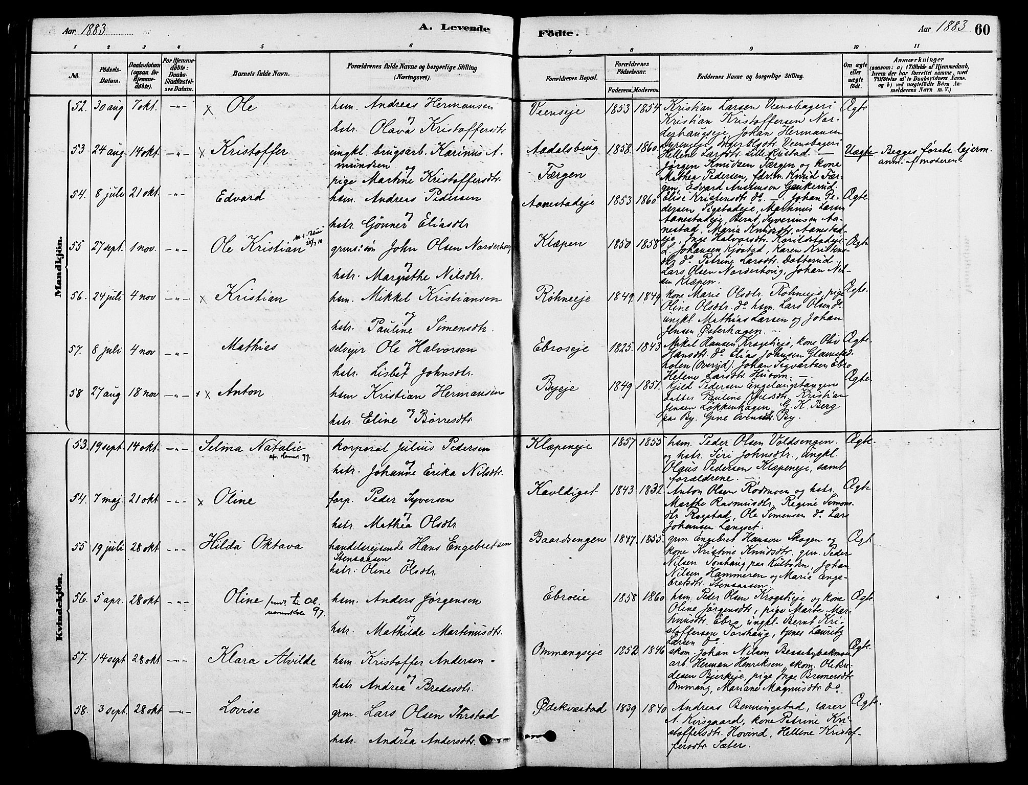 Løten prestekontor, SAH/PREST-022/K/Ka/L0009: Parish register (official) no. 9, 1878-1891, p. 60