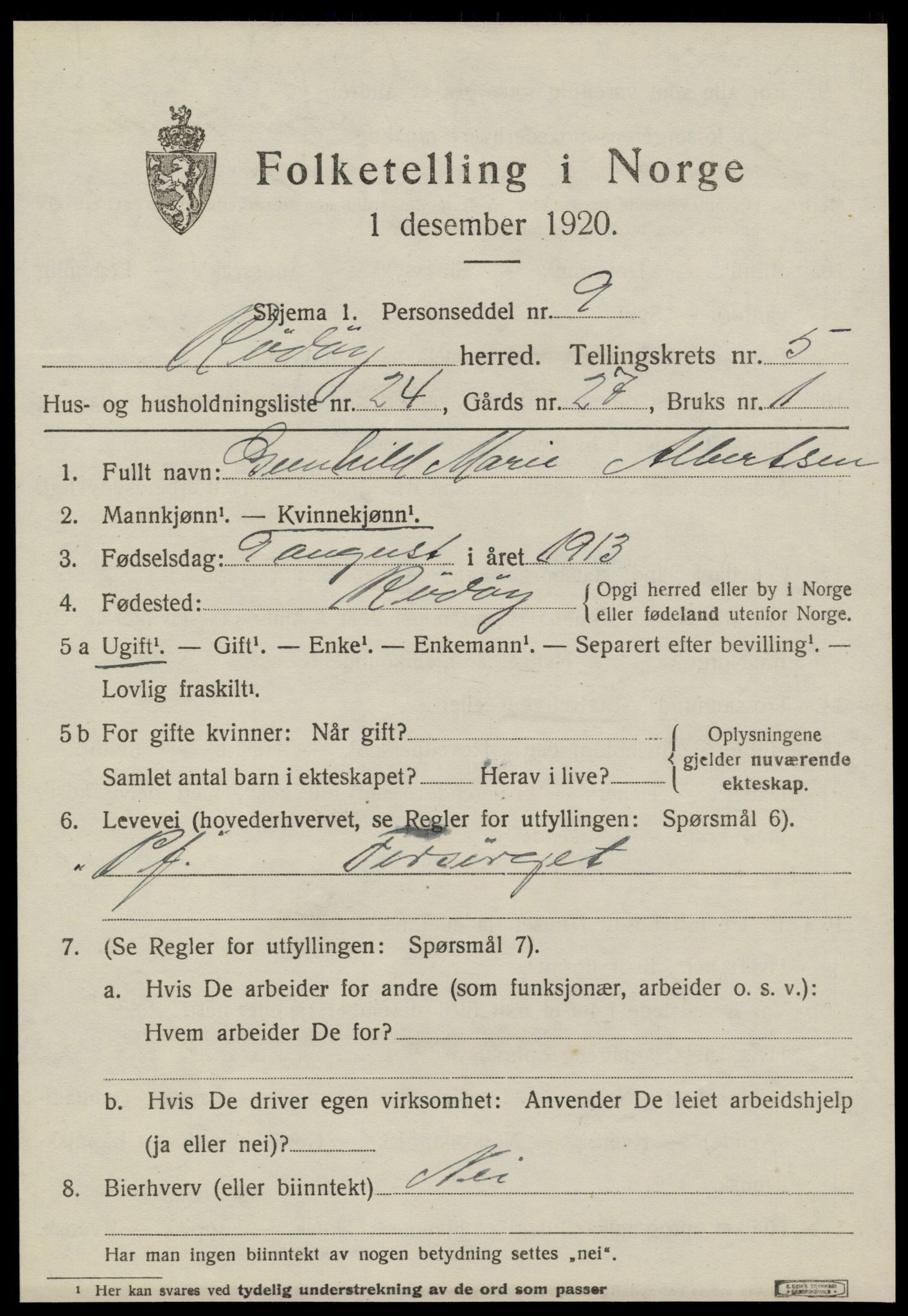 SAT, 1920 census for Rødøy, 1920, p. 3340