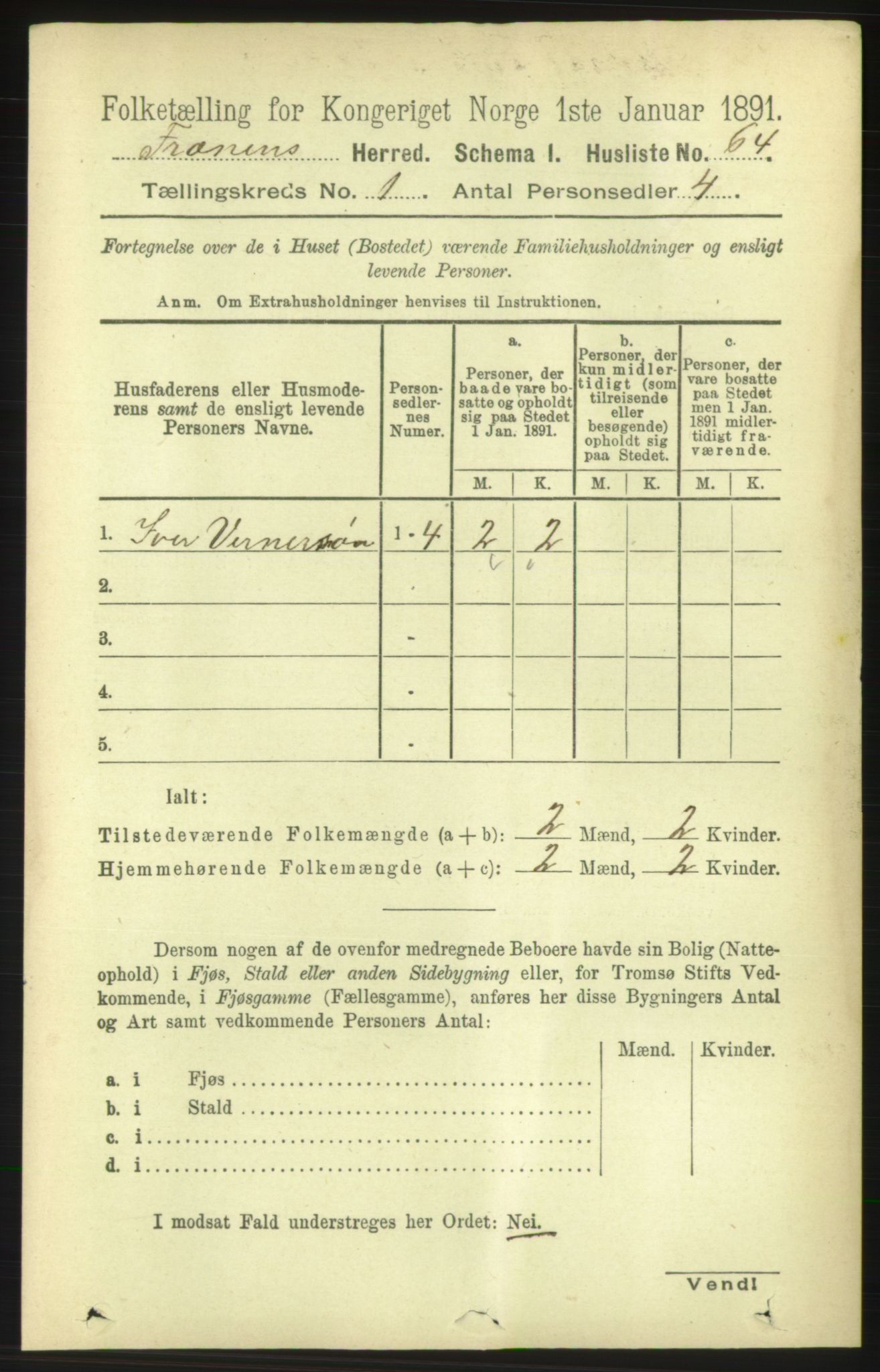 RA, 1891 census for 1548 Fræna, 1891, p. 87