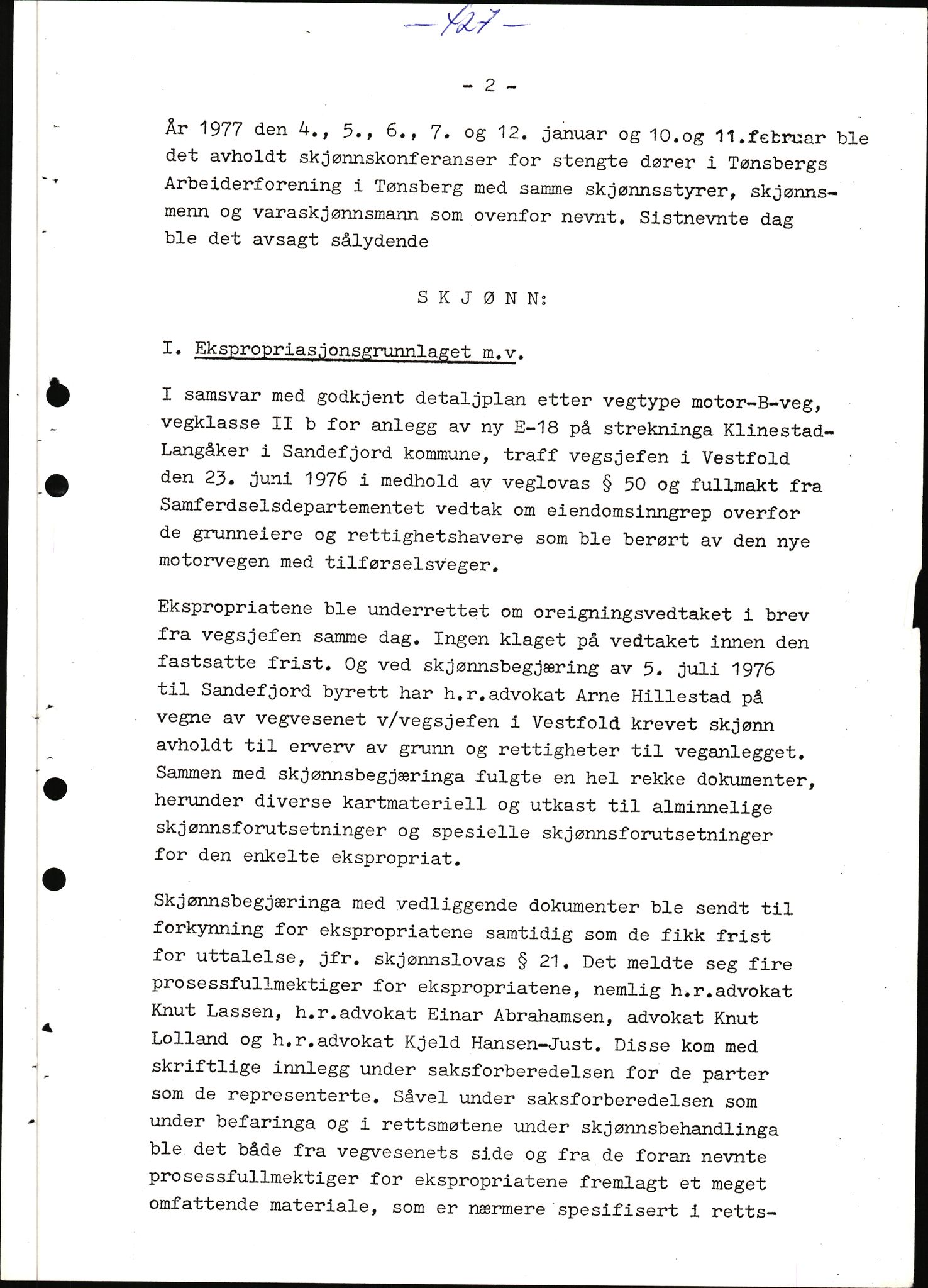 Sandefjord byfogd - 2 , AV/SAKO-A-1231/F/Fa/Faa/L0008: Domsprotokoll, 1977, p. 3