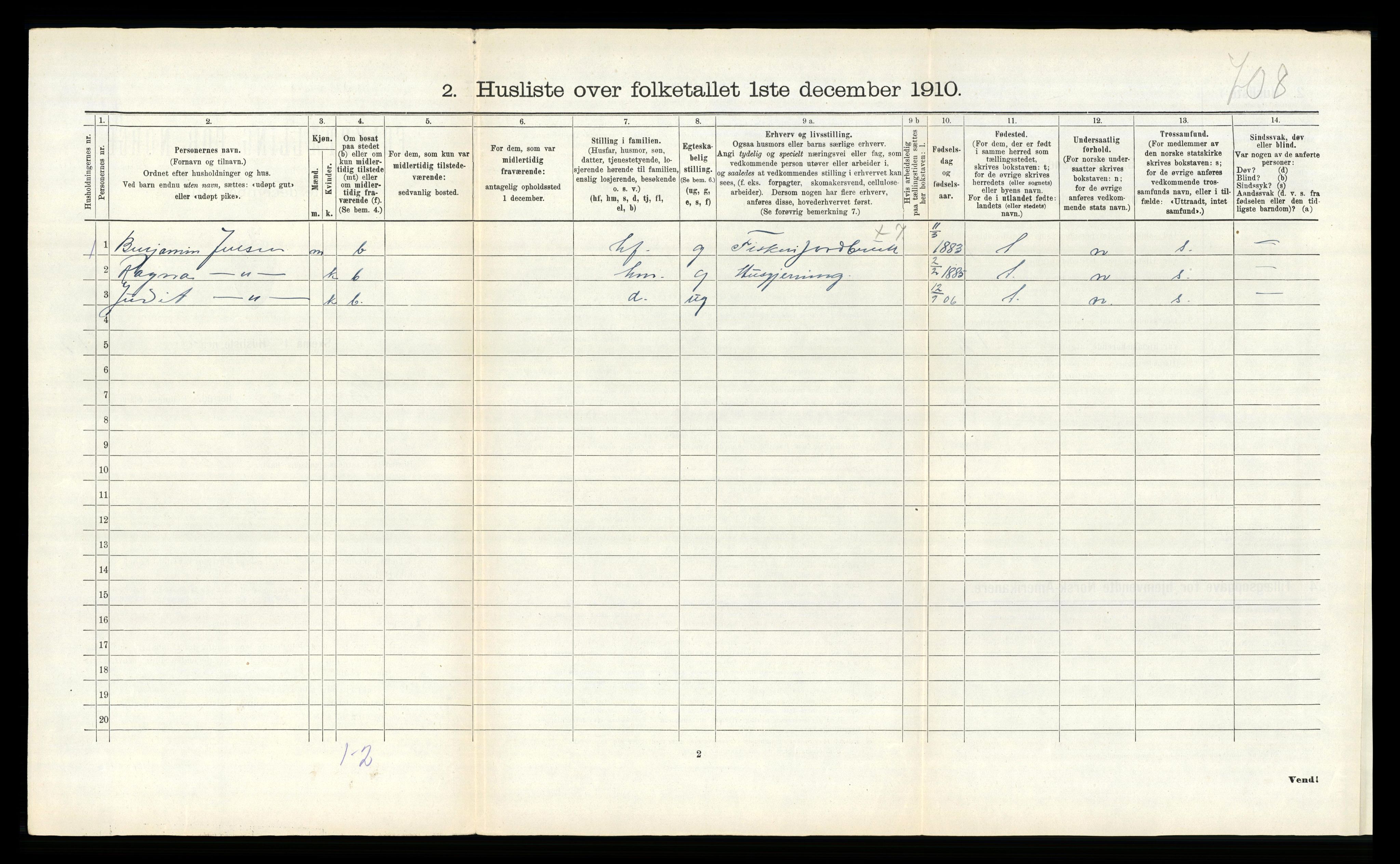 RA, 1910 census for Hamarøy, 1910, p. 81