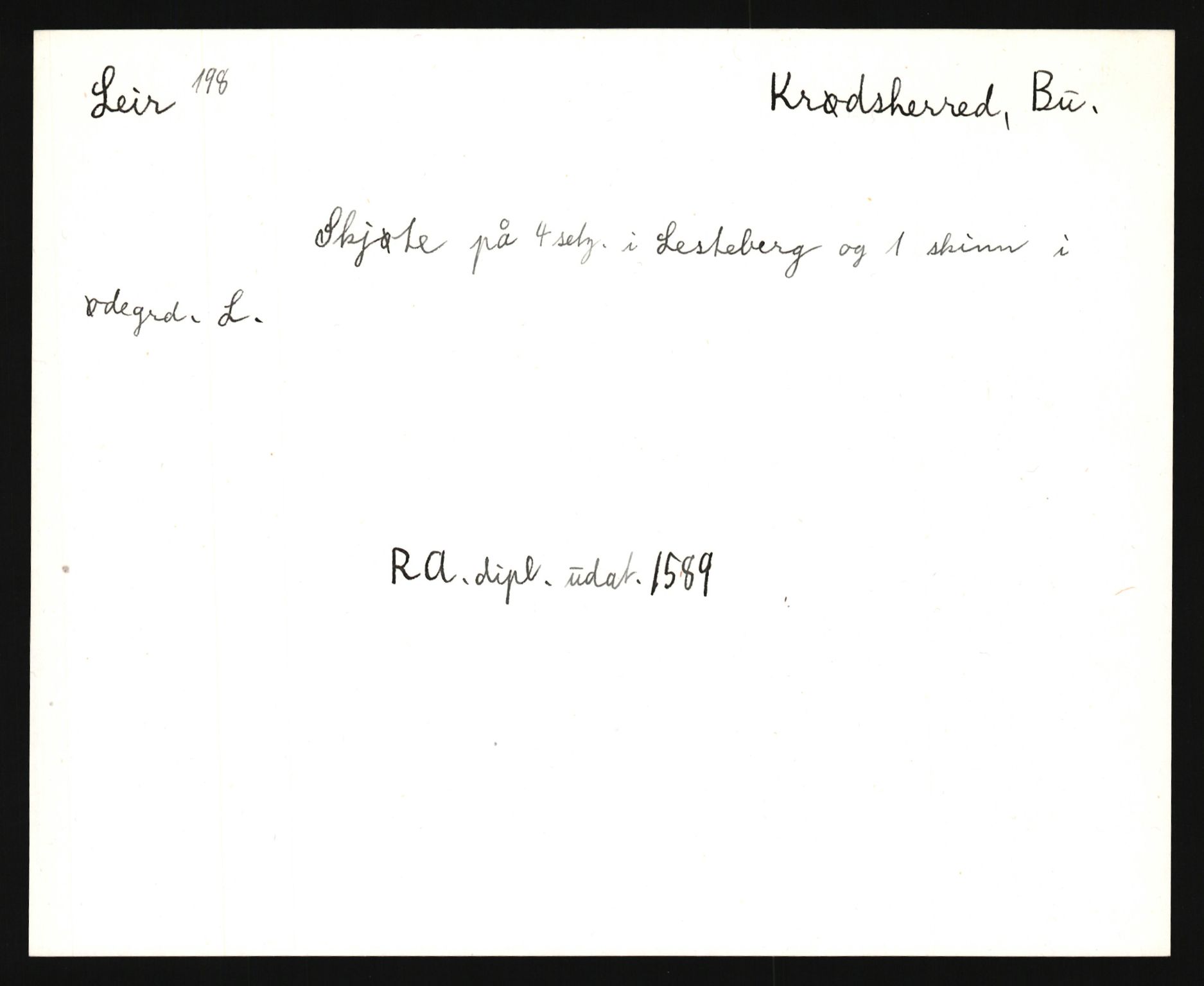 Riksarkivets diplomsamling, AV/RA-EA-5965/F35/F35e/L0014: Registreringssedler Buskerud 3, 1400-1700, p. 447