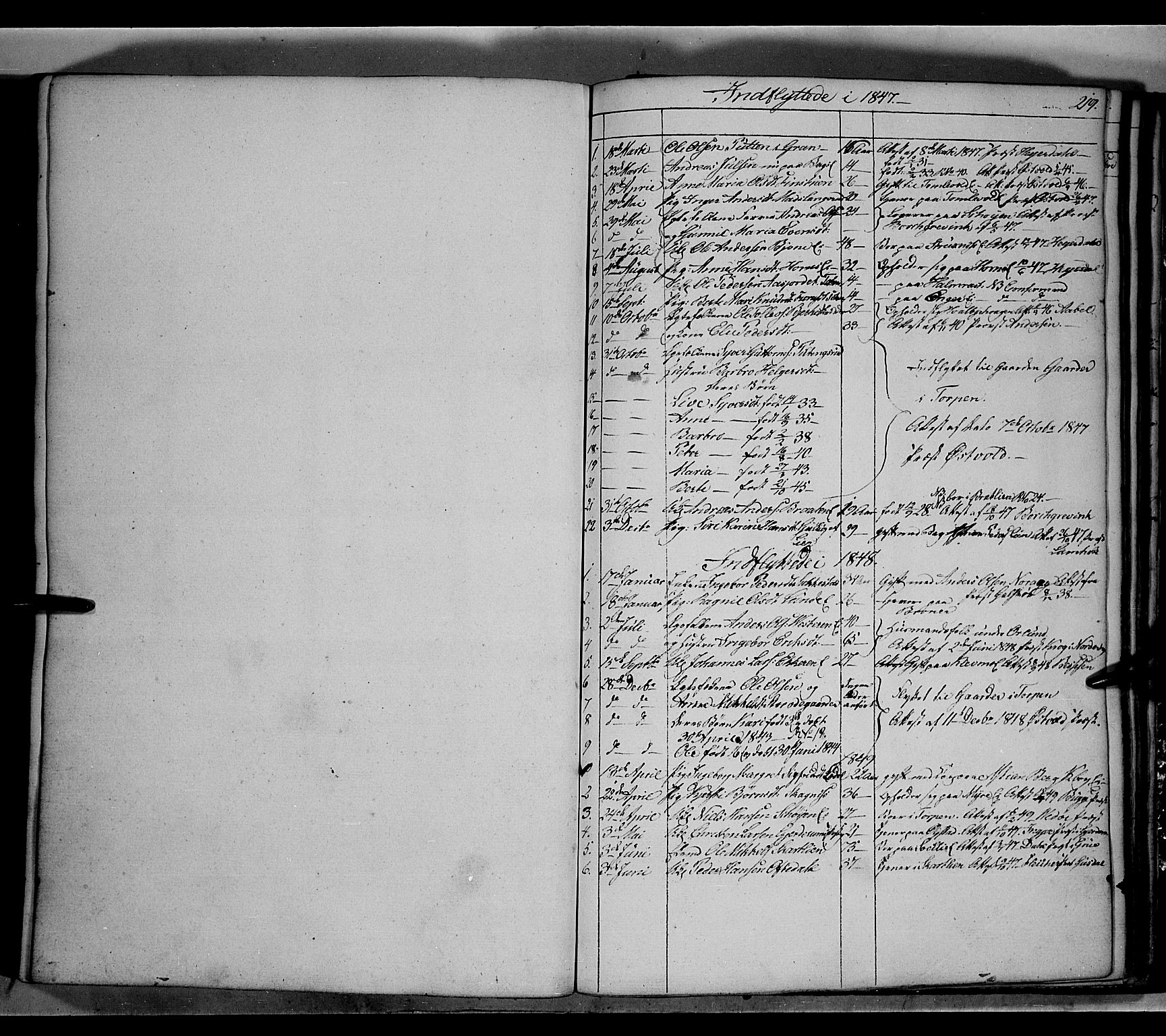 Land prestekontor, SAH/PREST-120/H/Ha/Hab/L0002: Parish register (copy) no. 2, 1833-1849, p. 219